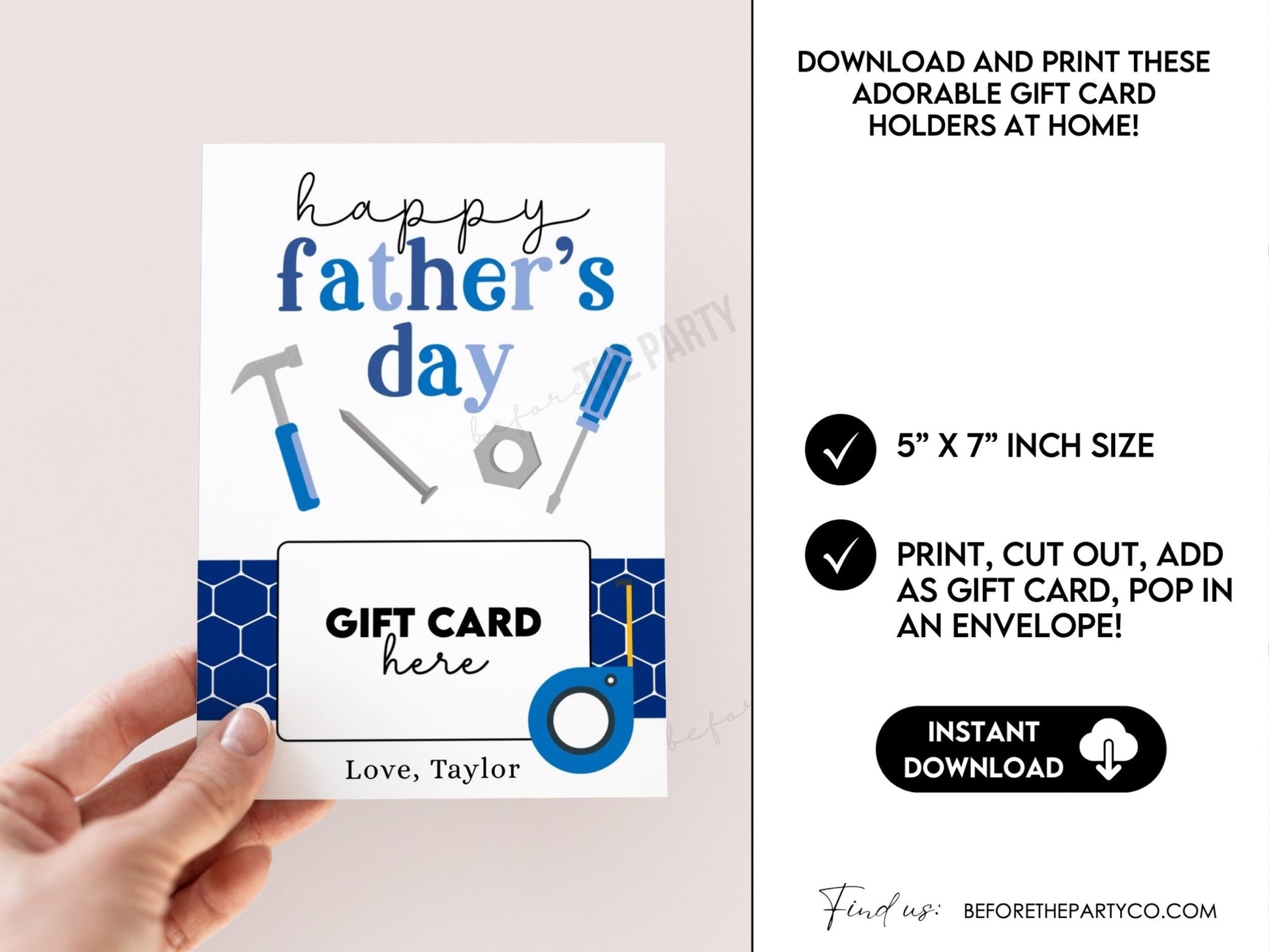Happy Father's Day Gift Card Holder – Editable 5x7 Canva Template