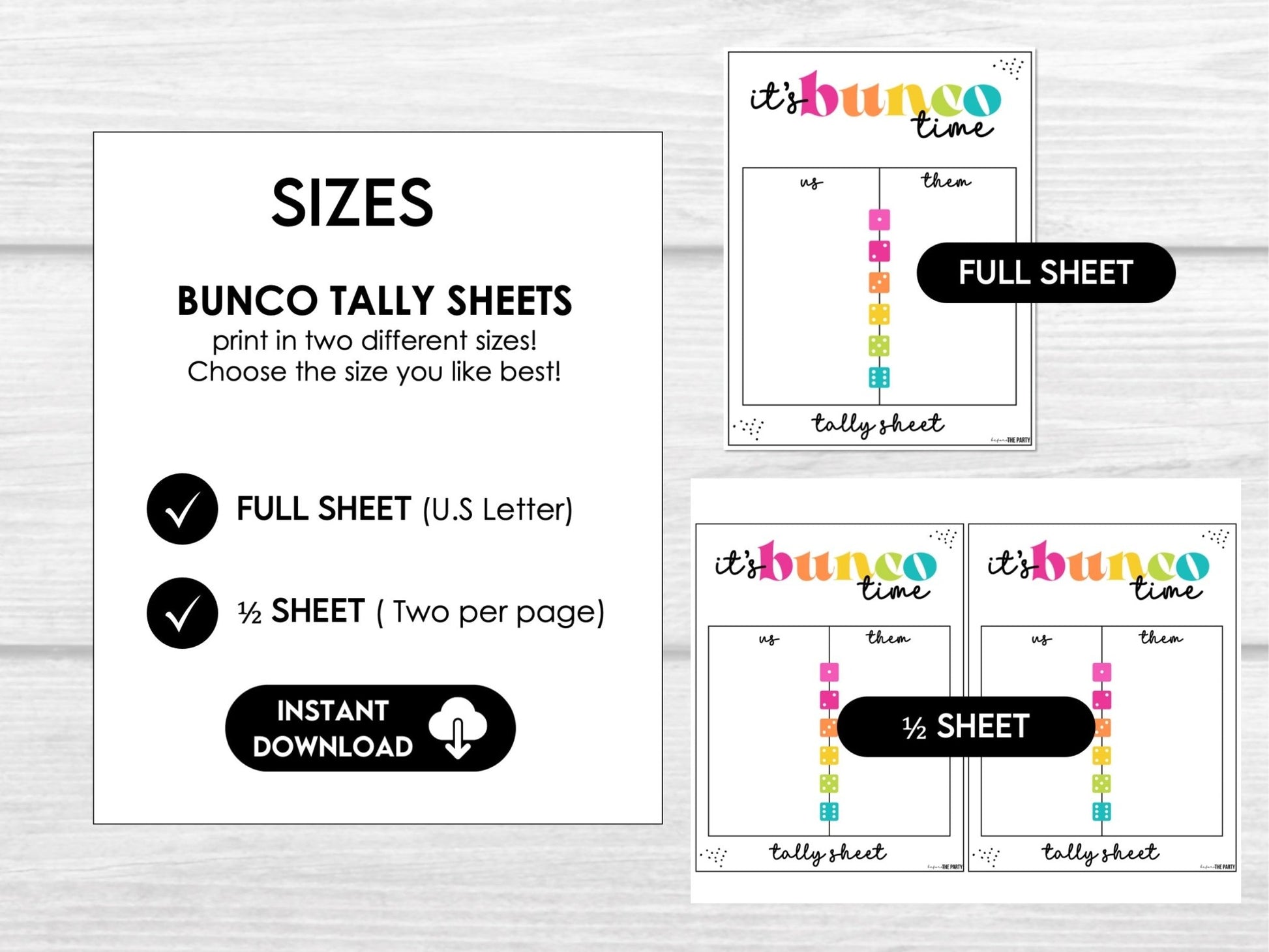 It's Bunco Time – Modern Printable Bunco Party Set