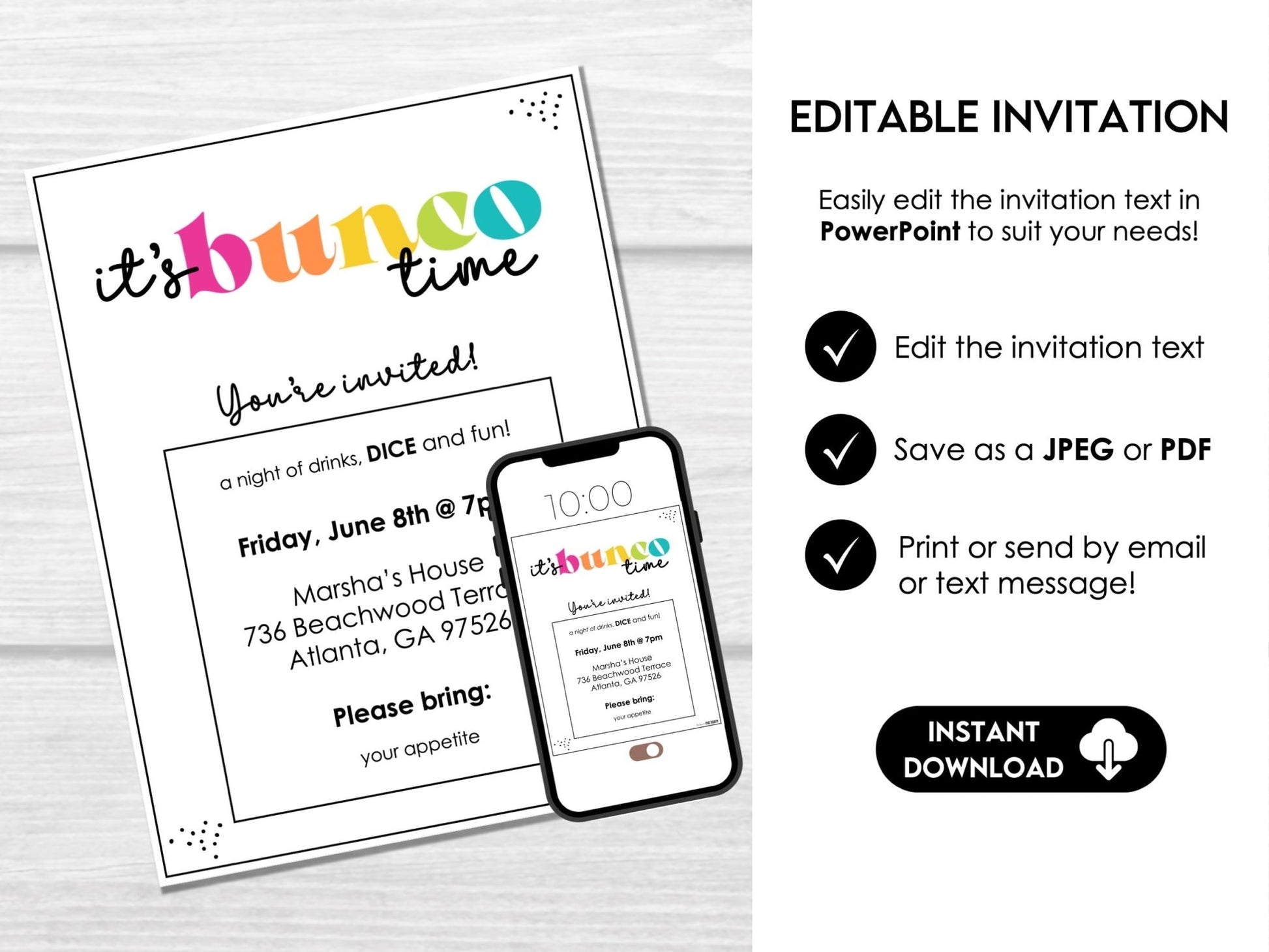 It's Bunco Time – Modern Printable Bunco Party Set