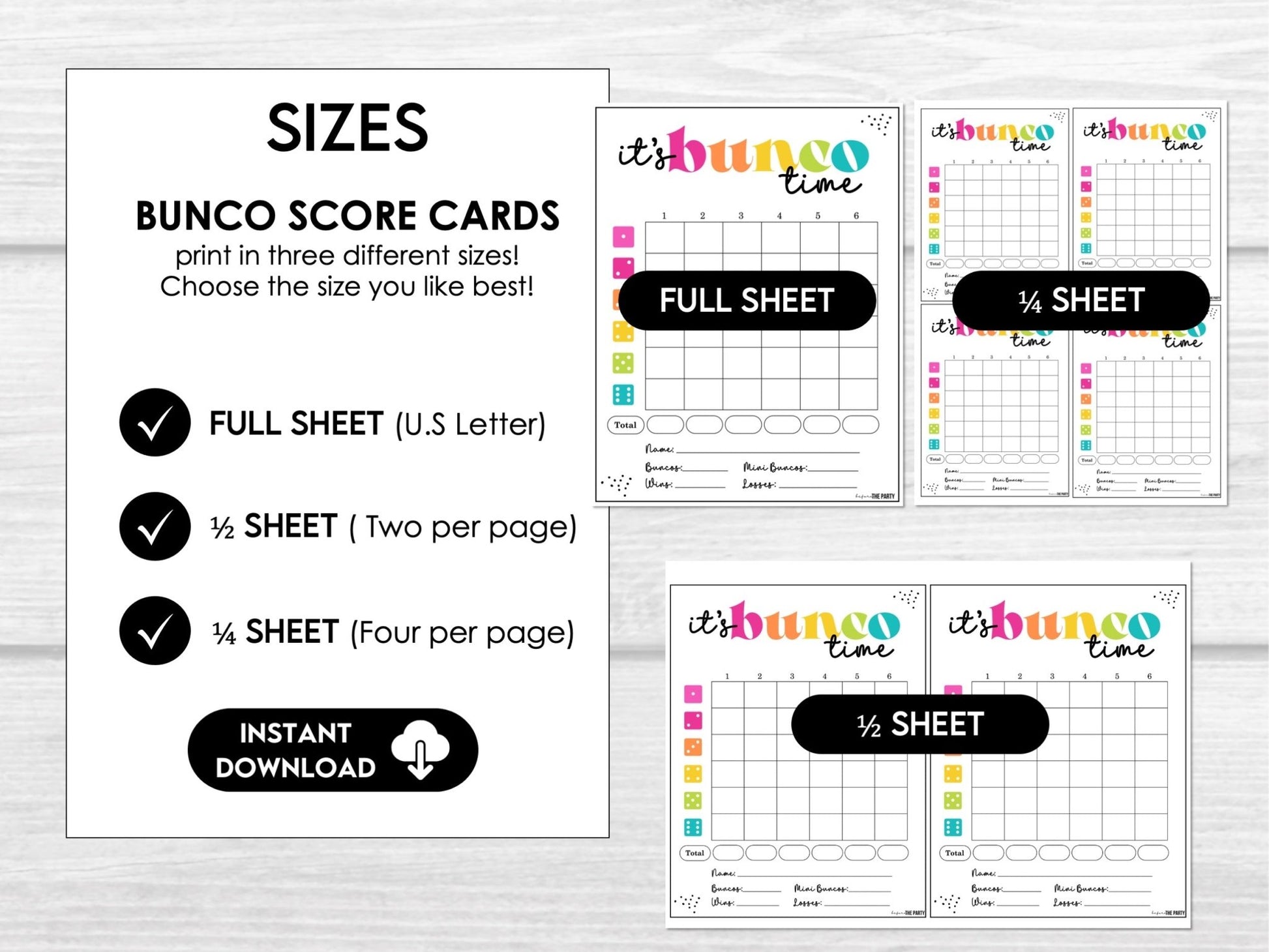 It's Bunco Time – Modern Printable Bunco Party Set