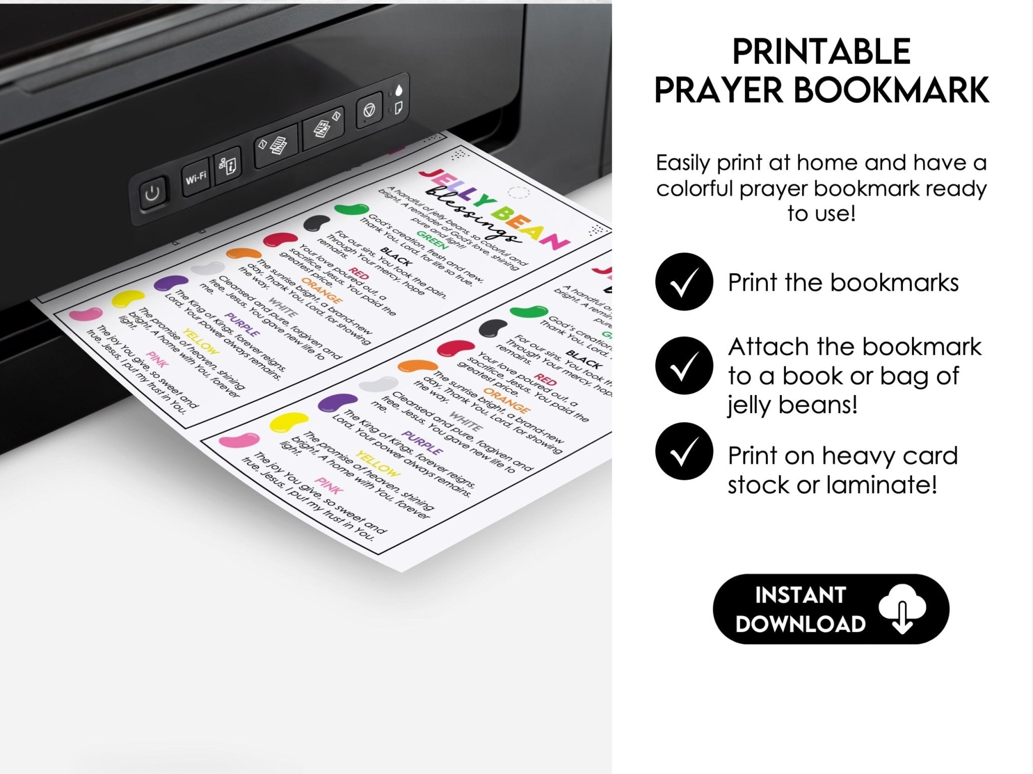 Jelly Bean Prayer Bookmark Printable for Church Groups and School