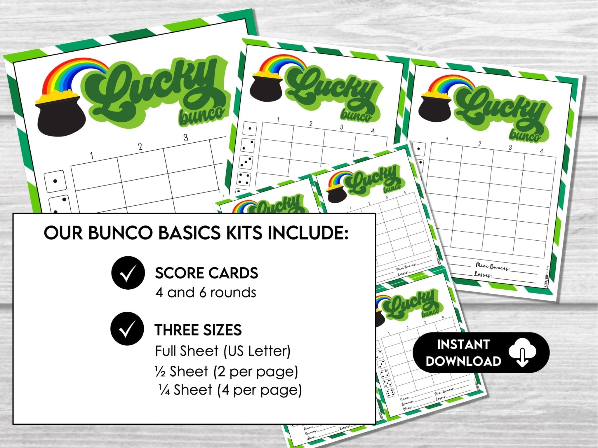 March Bunco Score Sheets, St. Patricks Bunco Sheets, St. Patrick's Bunco Game