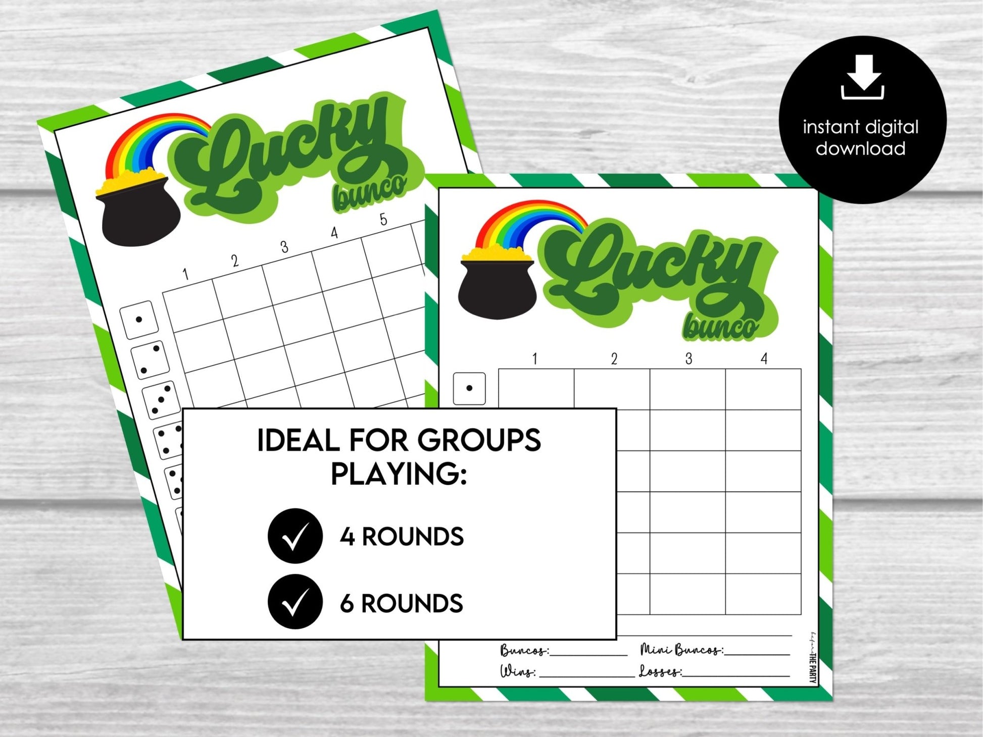 March Bunco Score Sheets, St. Patricks Bunco Sheets, St. Patrick's Bunco Game