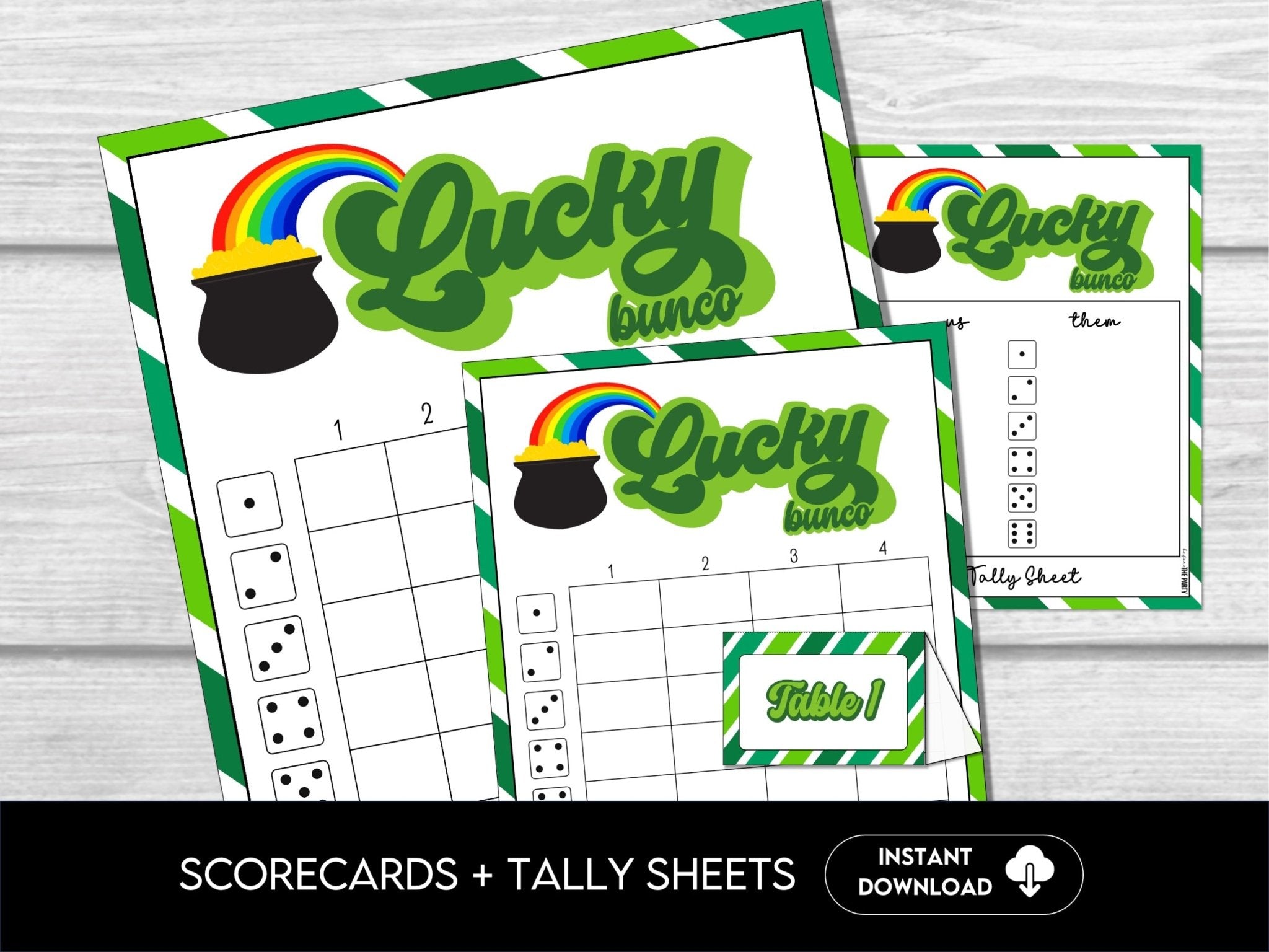 March Bunco Score Sheets, St. Patricks Bunco Sheets, St. Patrick's Bunco Game