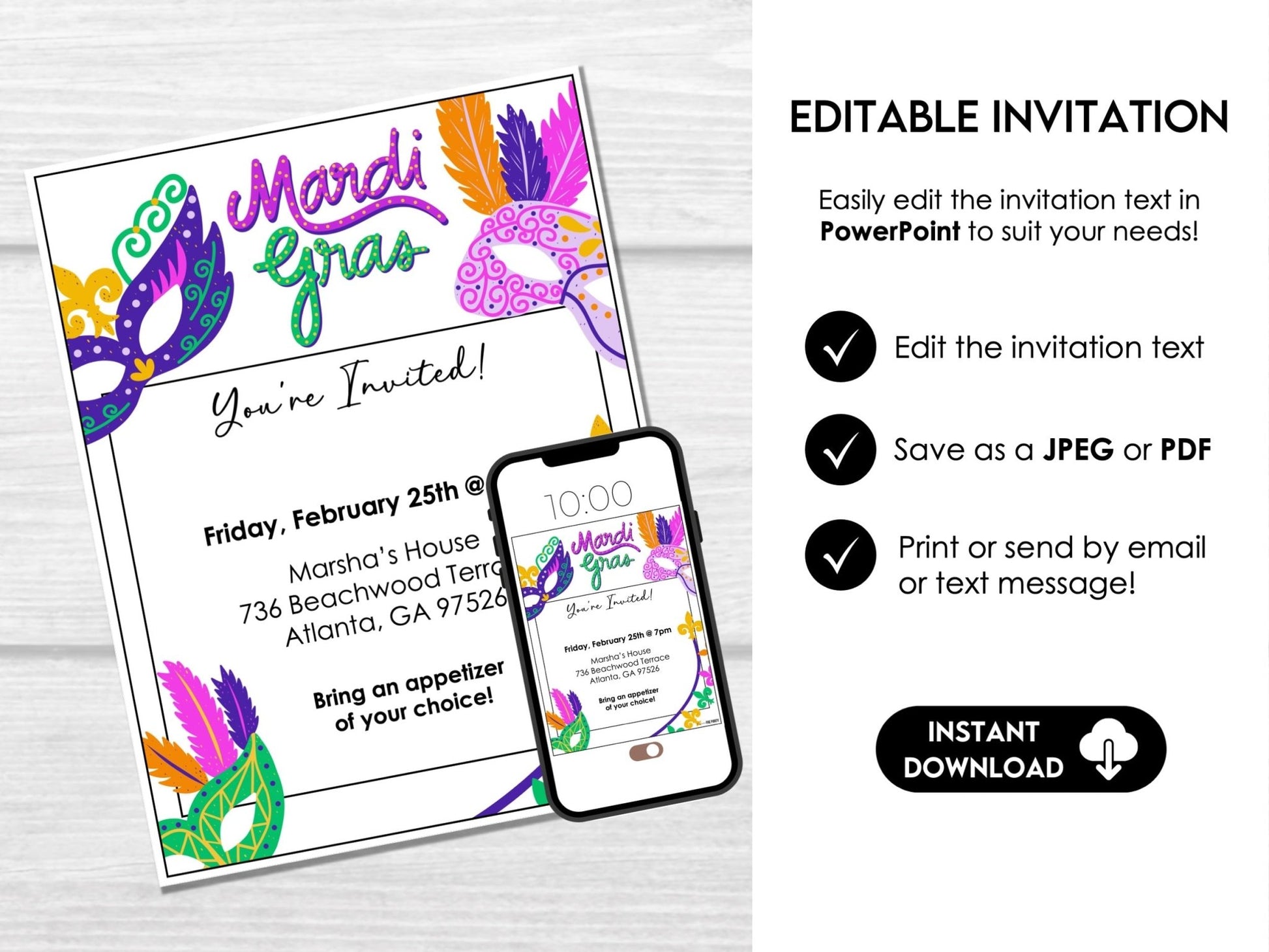 Mardi Gras Bunco Score Sheets, | Tally Sheets, Table Cards, Editable Invitation