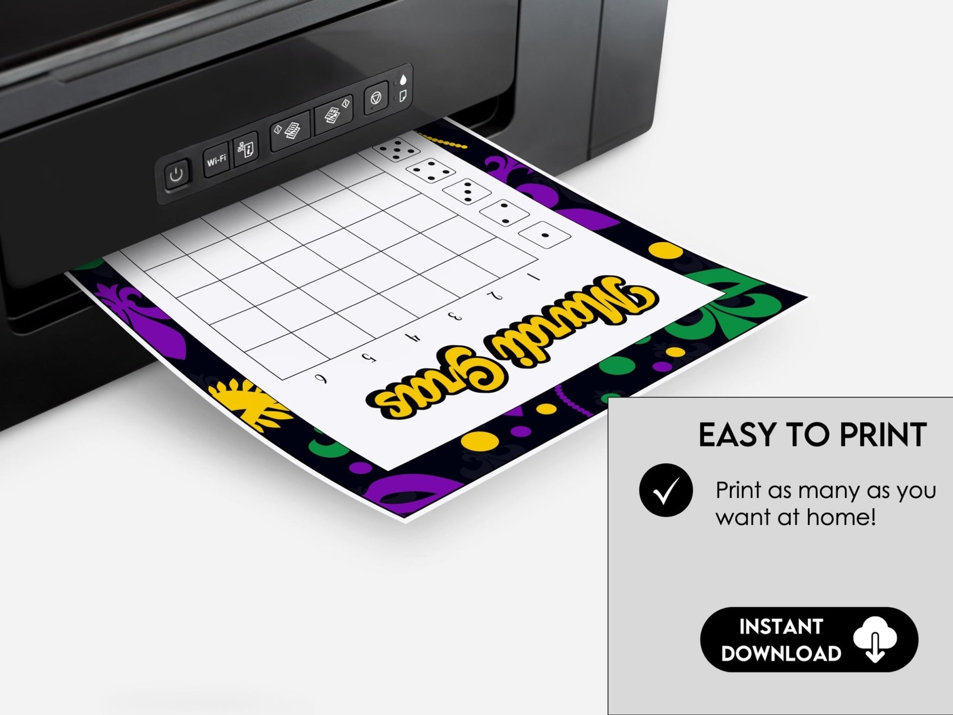 Mardi Gras Bunco Score Sheets, Carnival Themed Bunco Game Printables