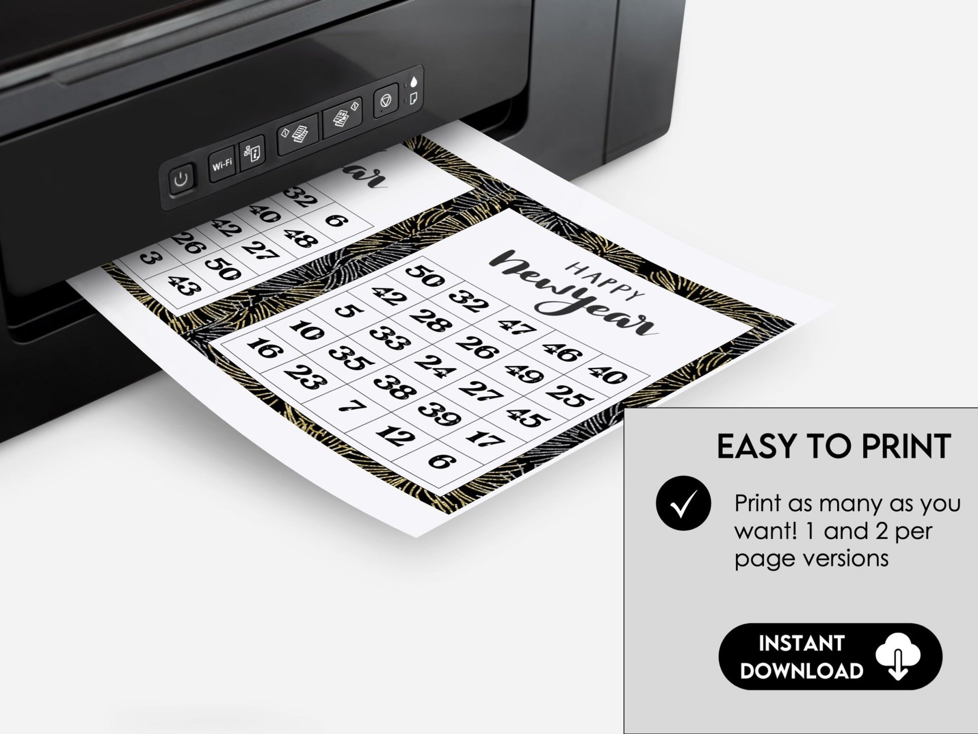 New Year's Eve Bingo Cards, Party Game for Kids, Teens, and Adults