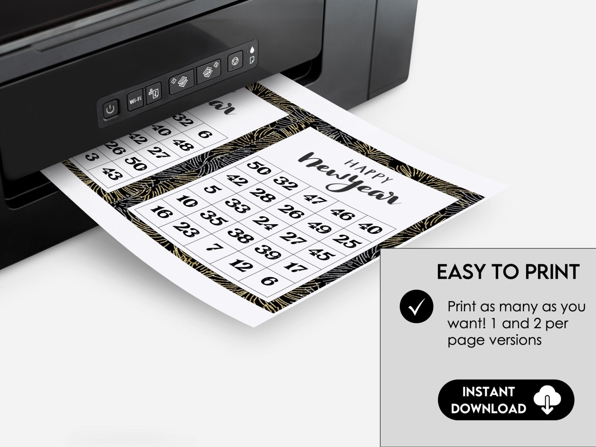 New Year's Eve Bingo Cards, Party Game for Kids, Teens, and Adults