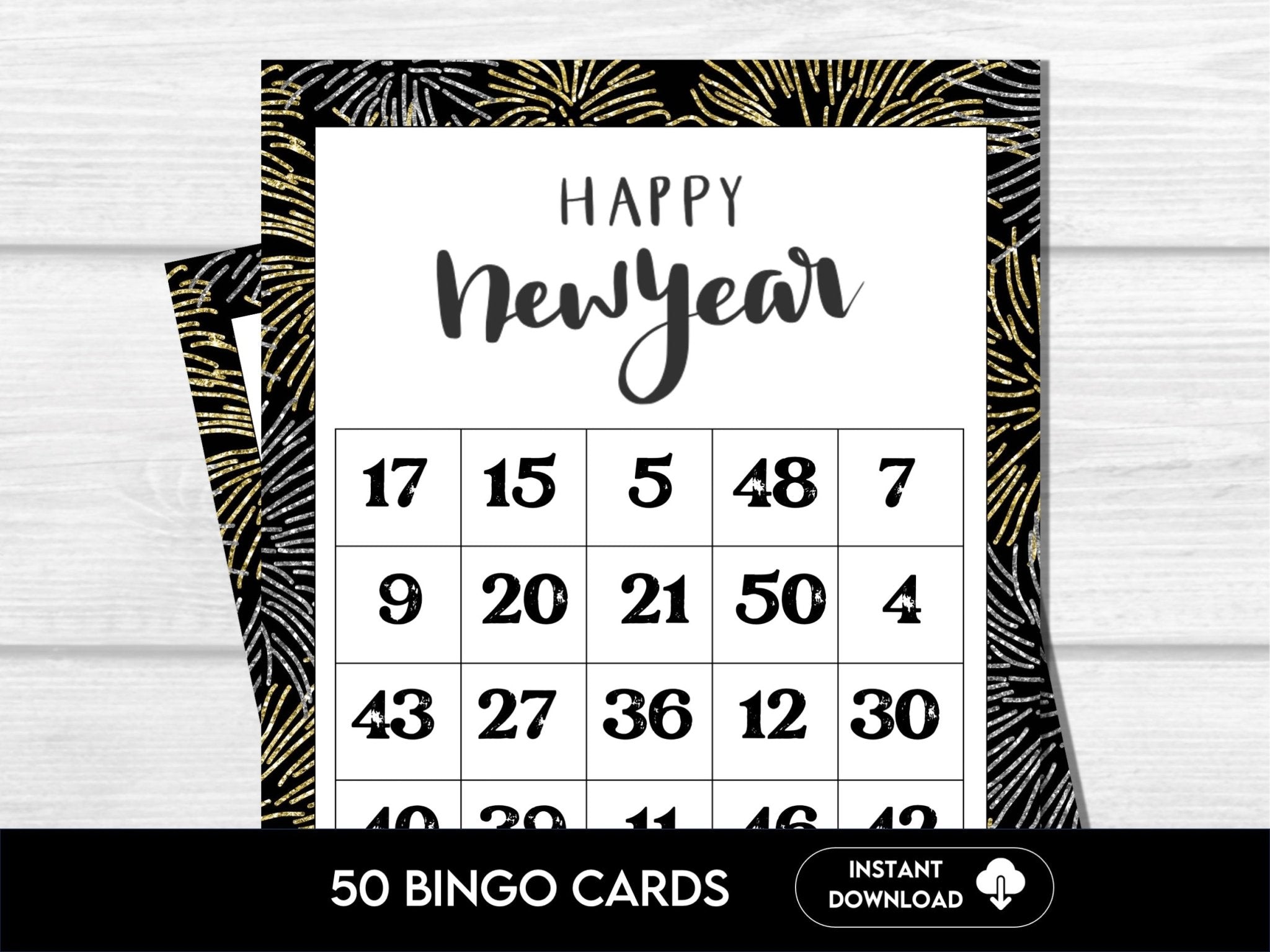 New Year's Eve Bingo Cards, Party Game for Kids, Teens, and Adults