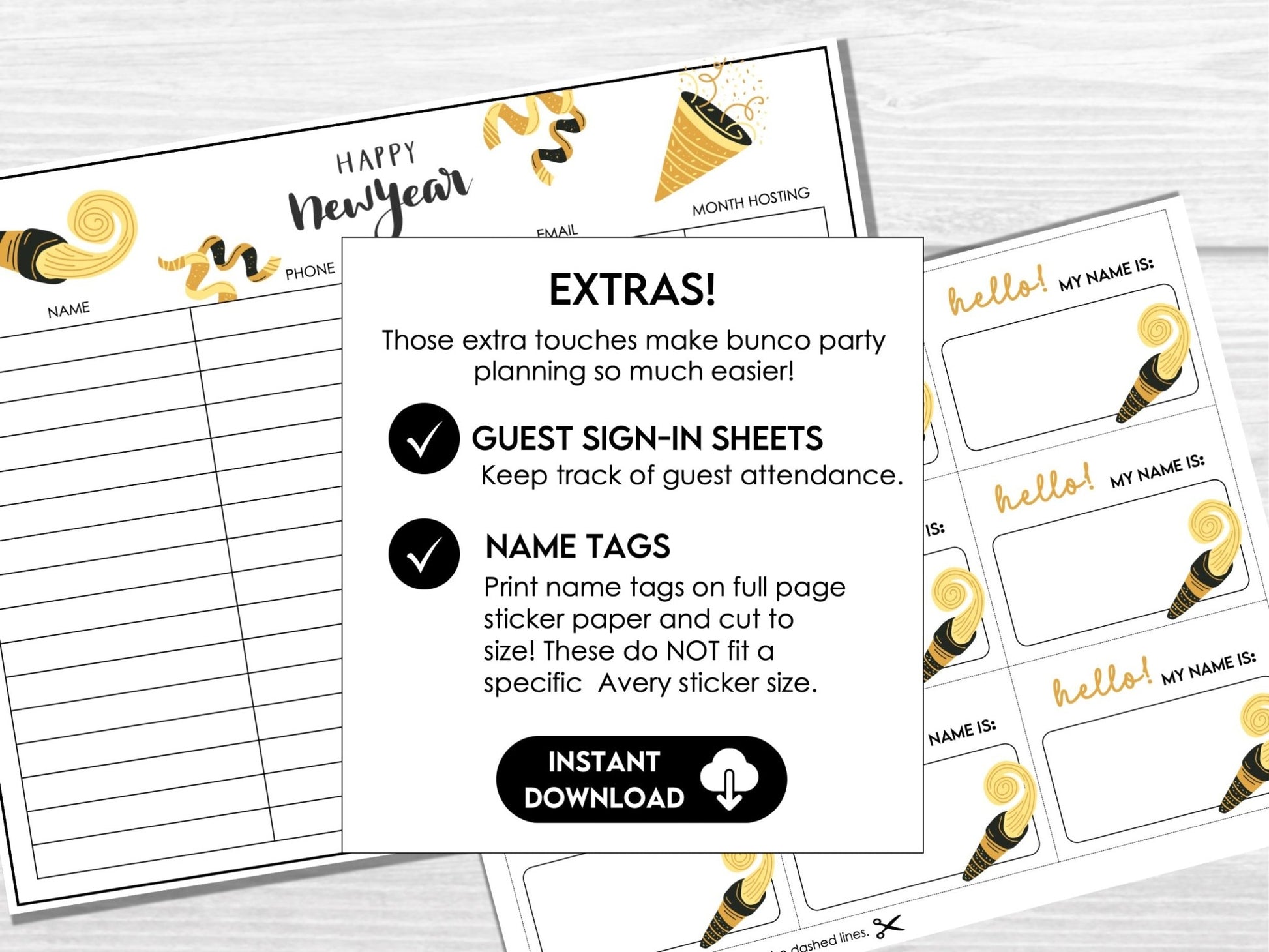 New Years Eve Bunco, Bunco Printables, Bunco Game, NYE Bunco, Bunco Score Sheets