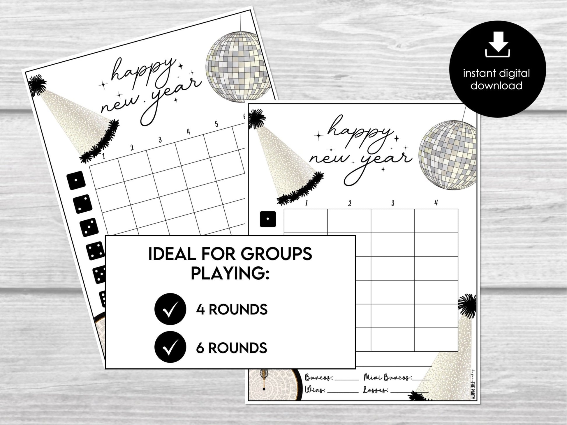New Year's Eve Party Bunco Score Sheets, Bunco Game, NYE Bunco