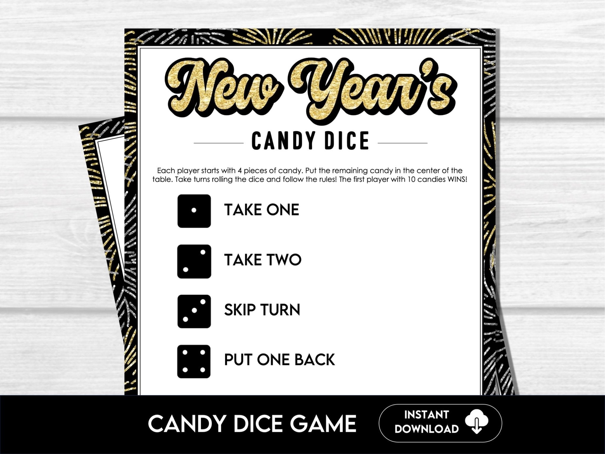 New Year's Eve Candy Dice - Party Game for Kids