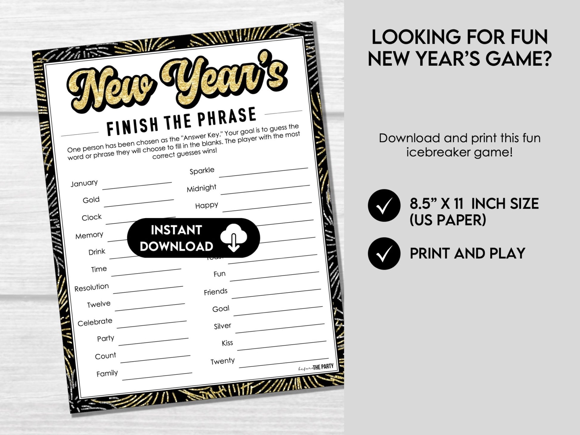 New Years Eve Finish the Phrase Game, Fun New Years Eve Party Games