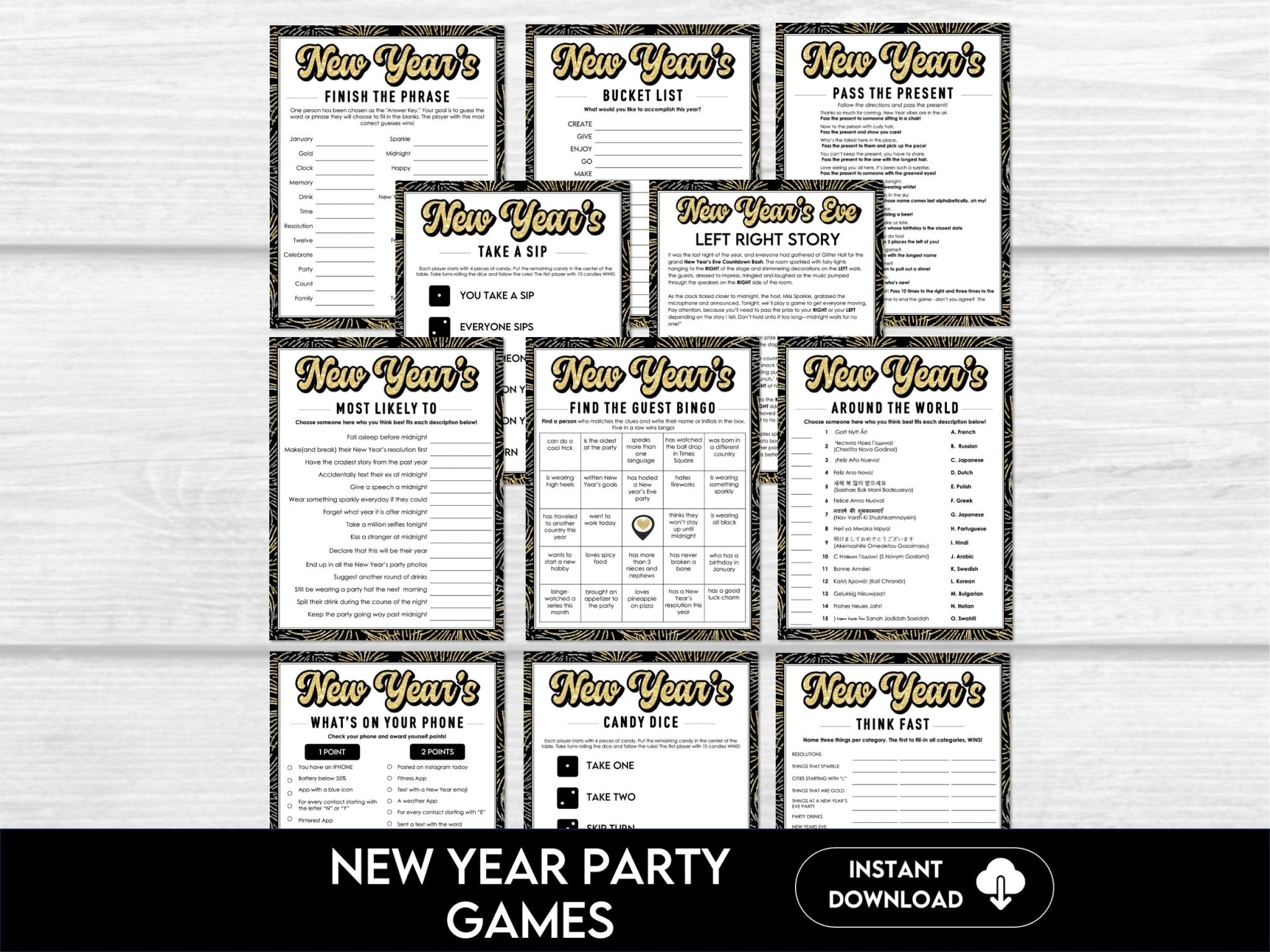 New Year's Eve Printable Party Games Bundle