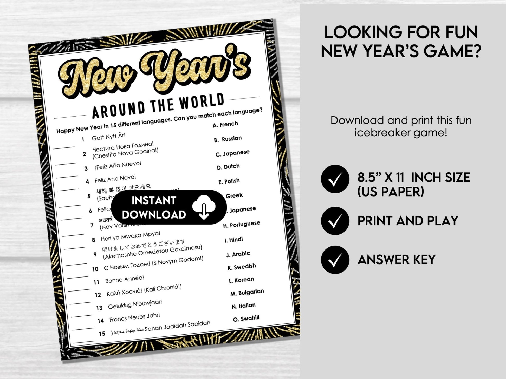 New Year's Eve World Language Trivia