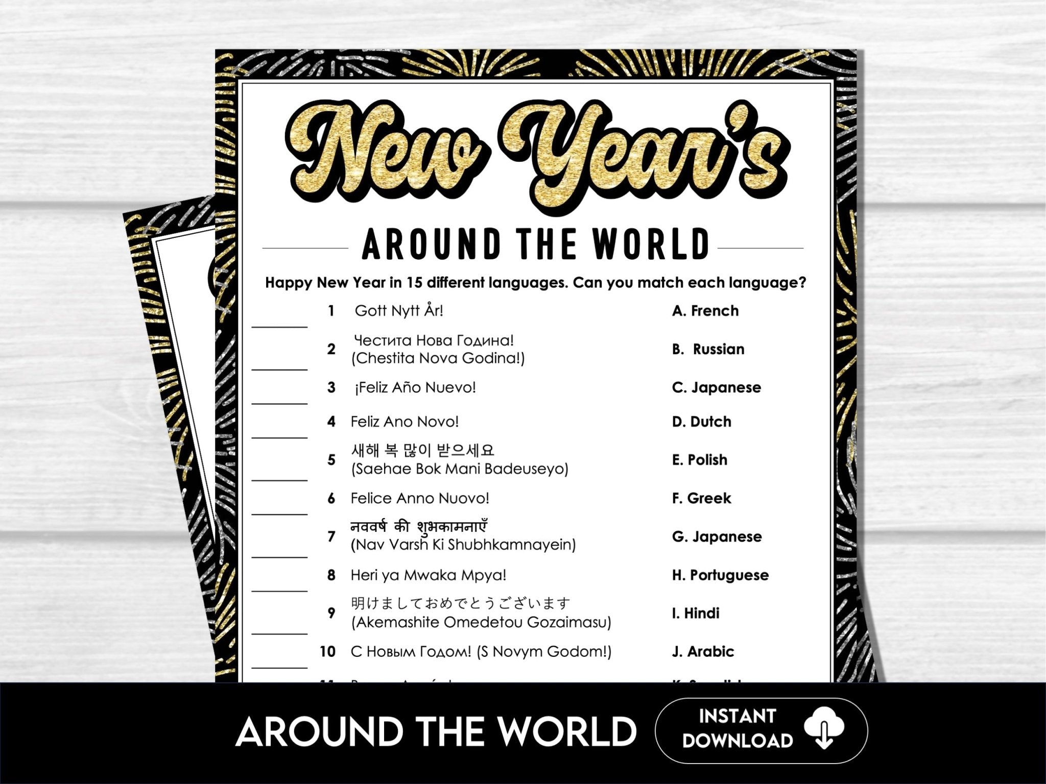 New Year's Eve World Language Trivia