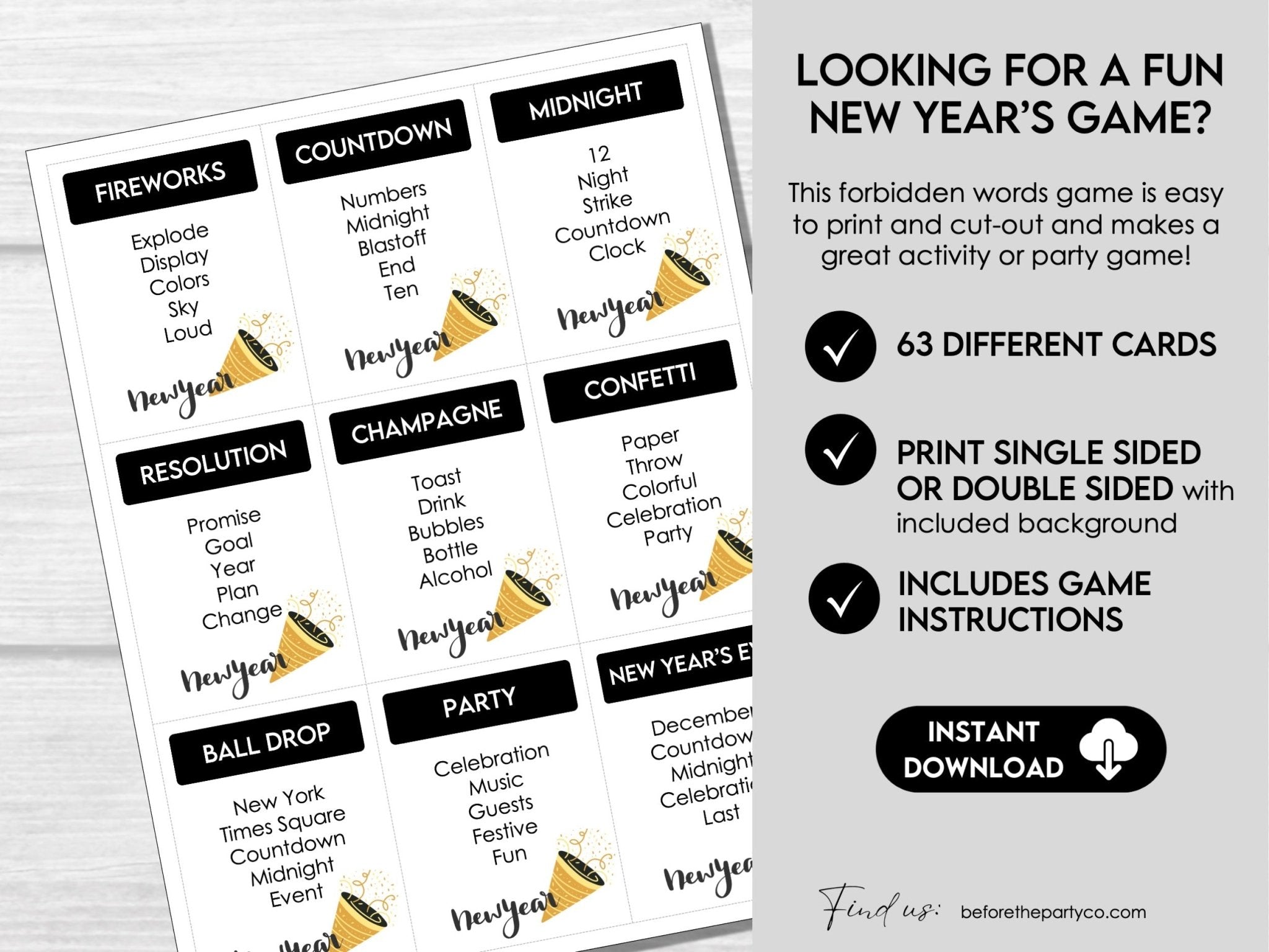 New Year's Forbidden Word Game | Printable New Year's Eve Party Games