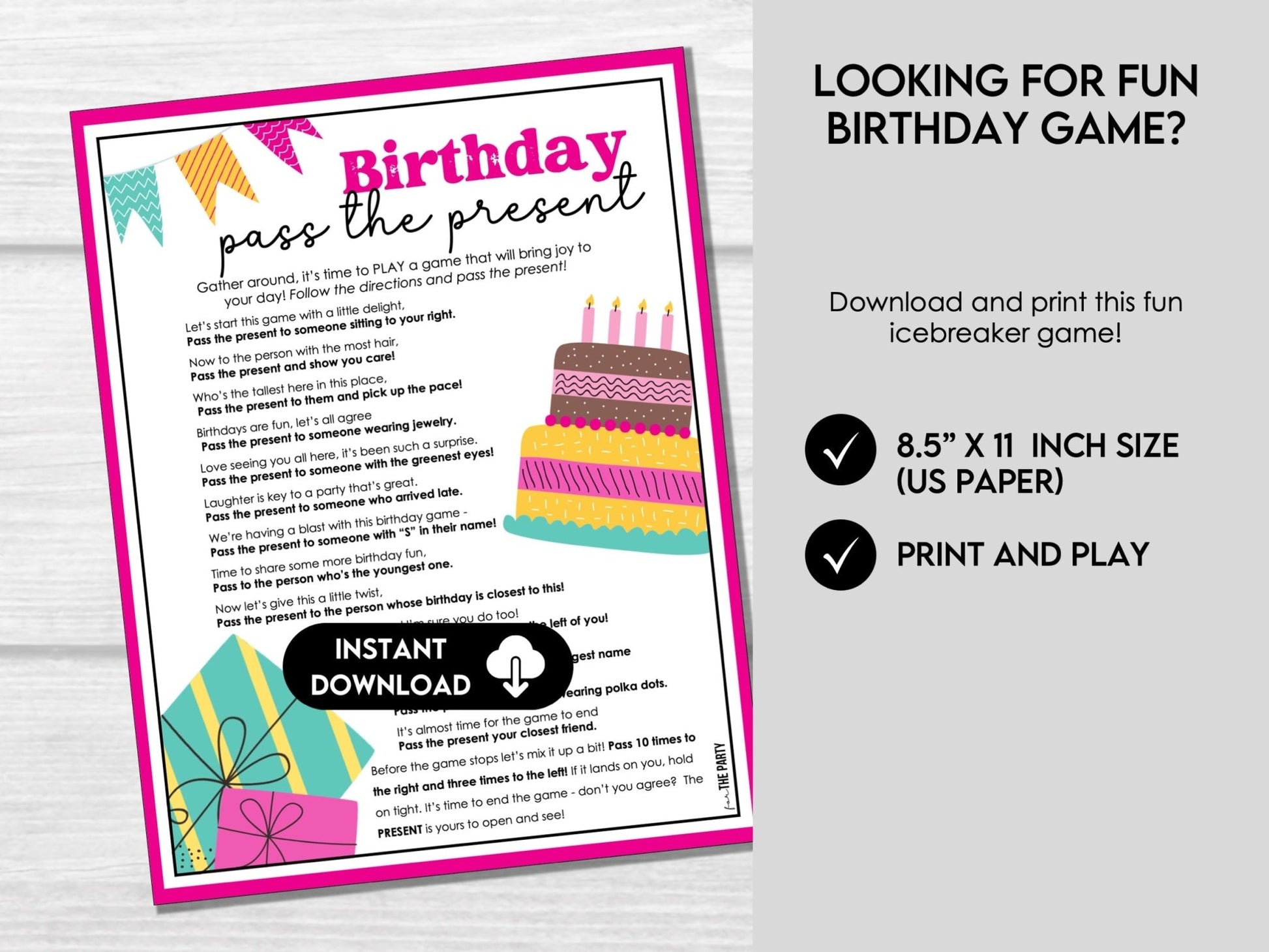 Birthday Party Pass the Gift Game, Birthday Party Game for Teen Birthday Party, Pass the Present Game