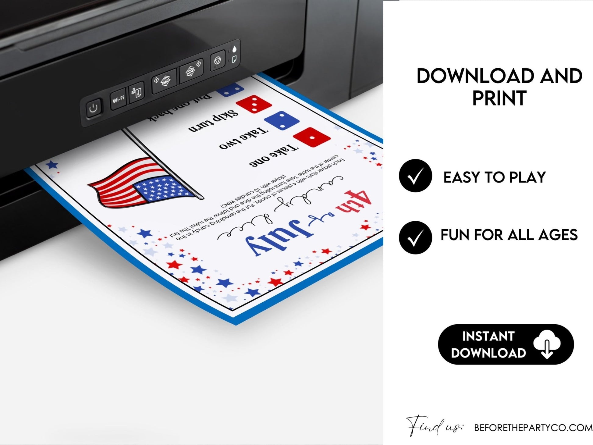 Patriotic 4th of July Candy Dice - Party Game for All Ages 4J