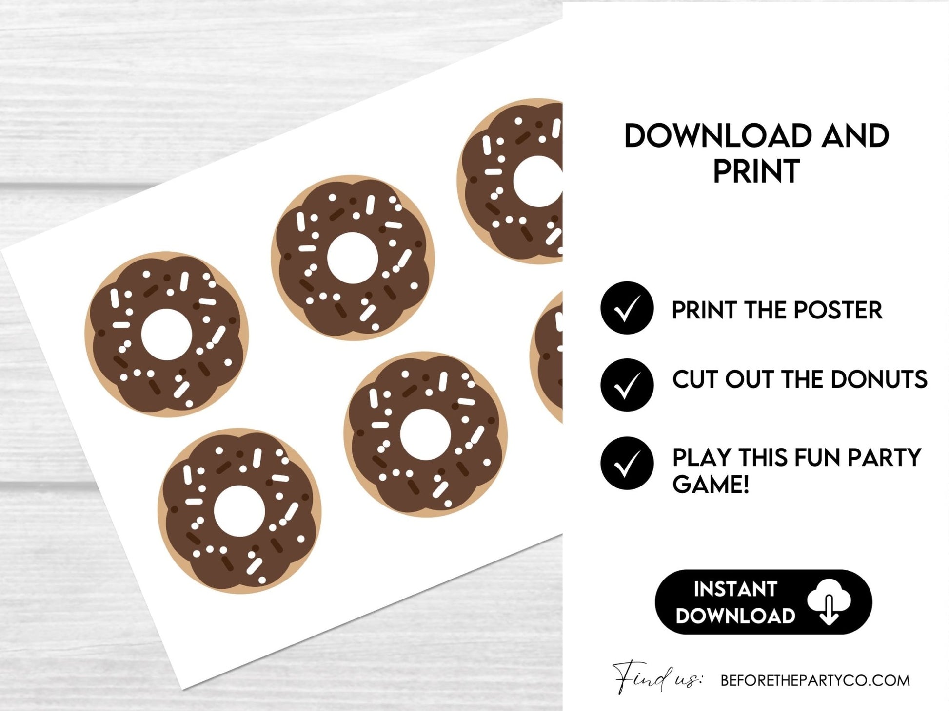Pin the Donut in the Box Printable Party Game – Fun Donut Game for Birthdays