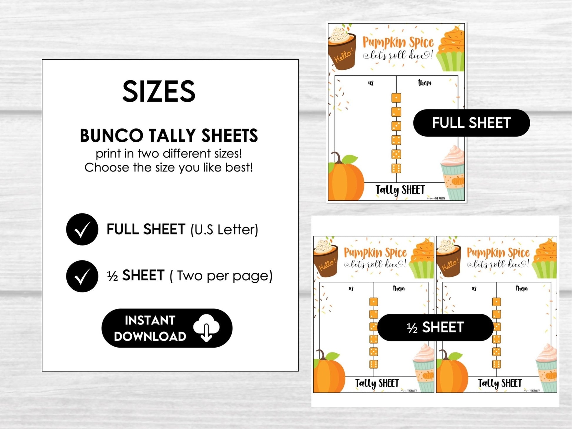 Pumpkin Spice Bunco Score Cards, Autumn Bunco Score Sheets, Fall Bunco Invitation