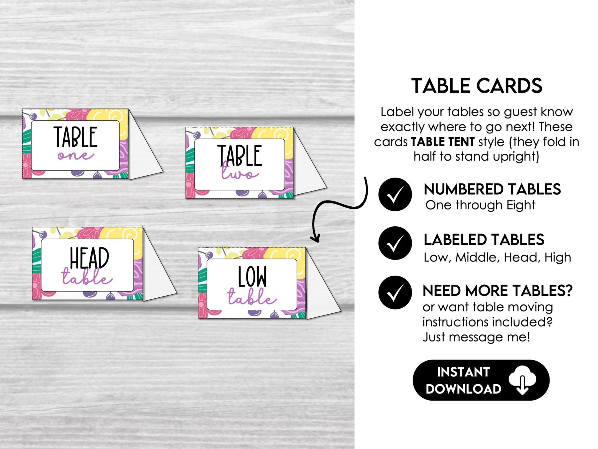 Spring Bunco Cards | Printable Floral Bunco Sheets | Table Markers