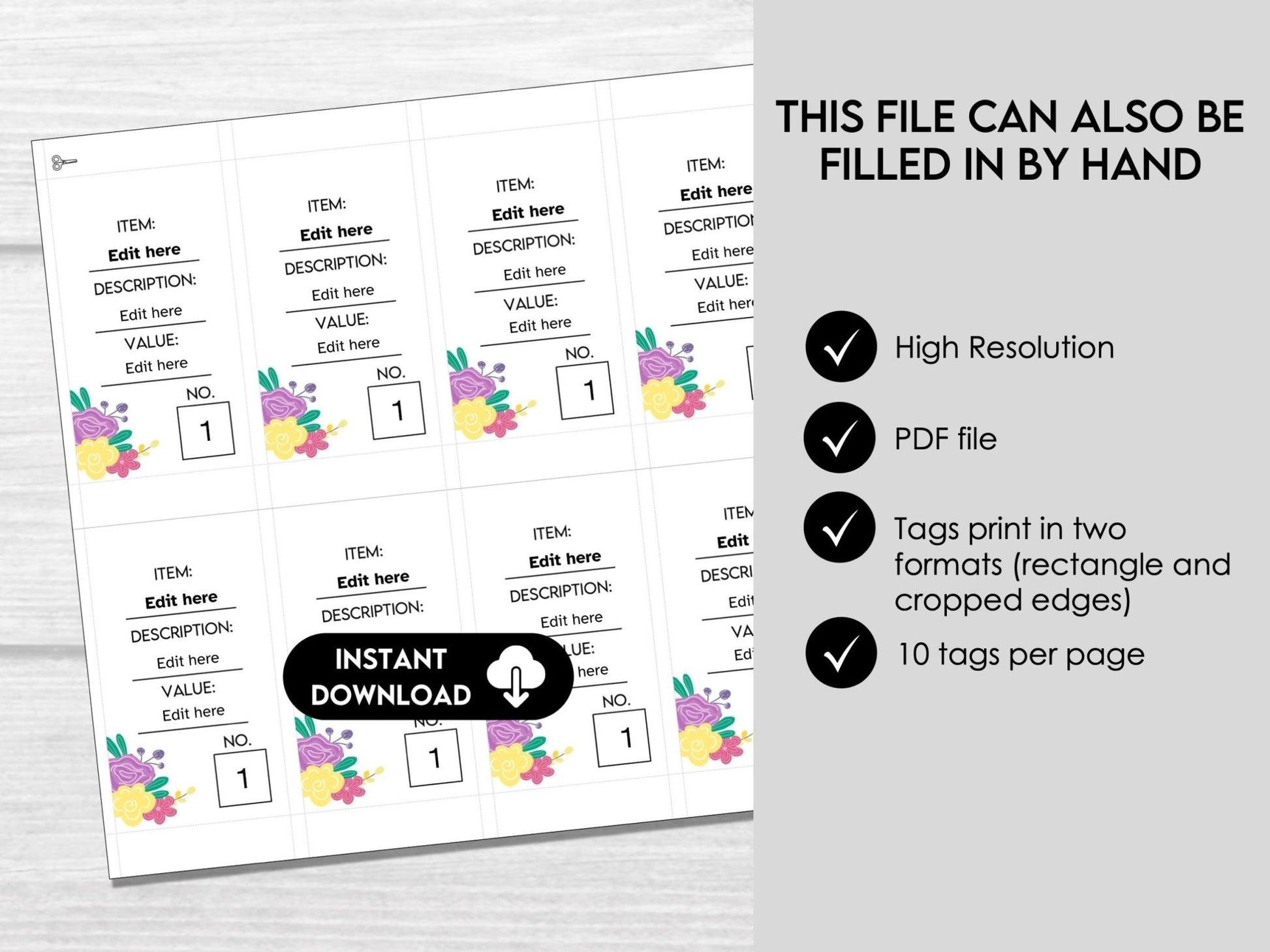 Spring Silent Auction Bid Sheet, Fundraiser Event Sheet - Editable in Canva