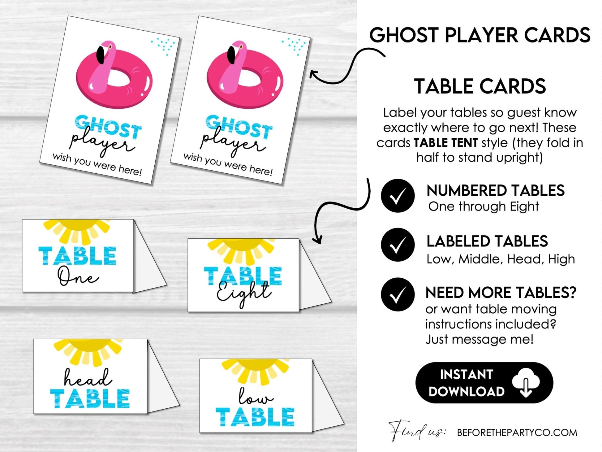 Summer Bunco Score Sheets - Beach Bunco Party Table Markers & Invitation S1