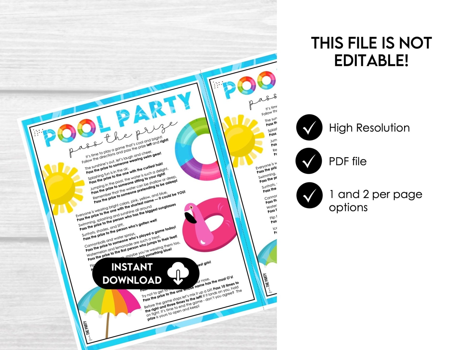 Summer Pass The Prize Party Game - Pool Party S1