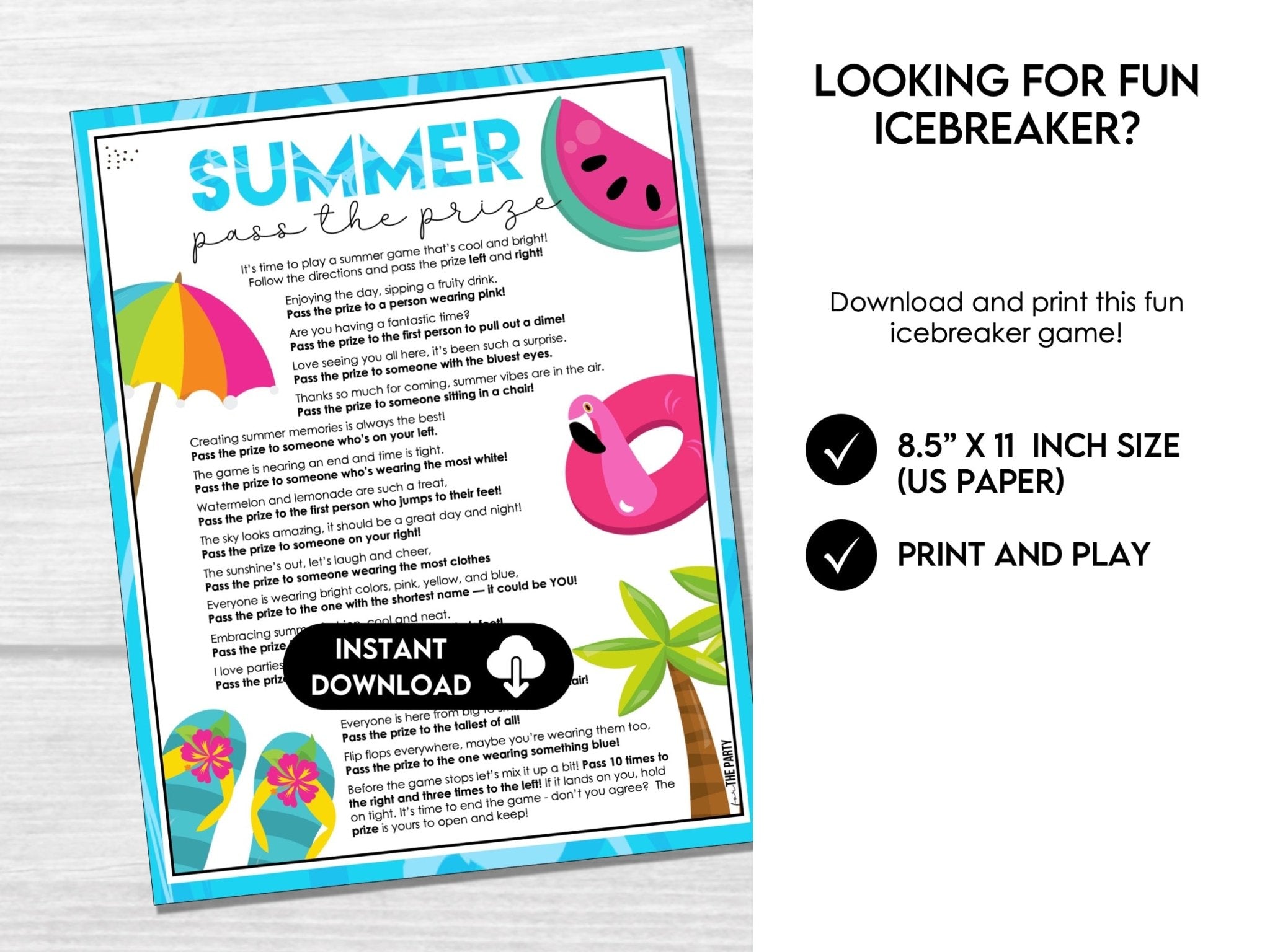 Summer Pass The Prize Party Game - Summer Fun Pass the Present S1