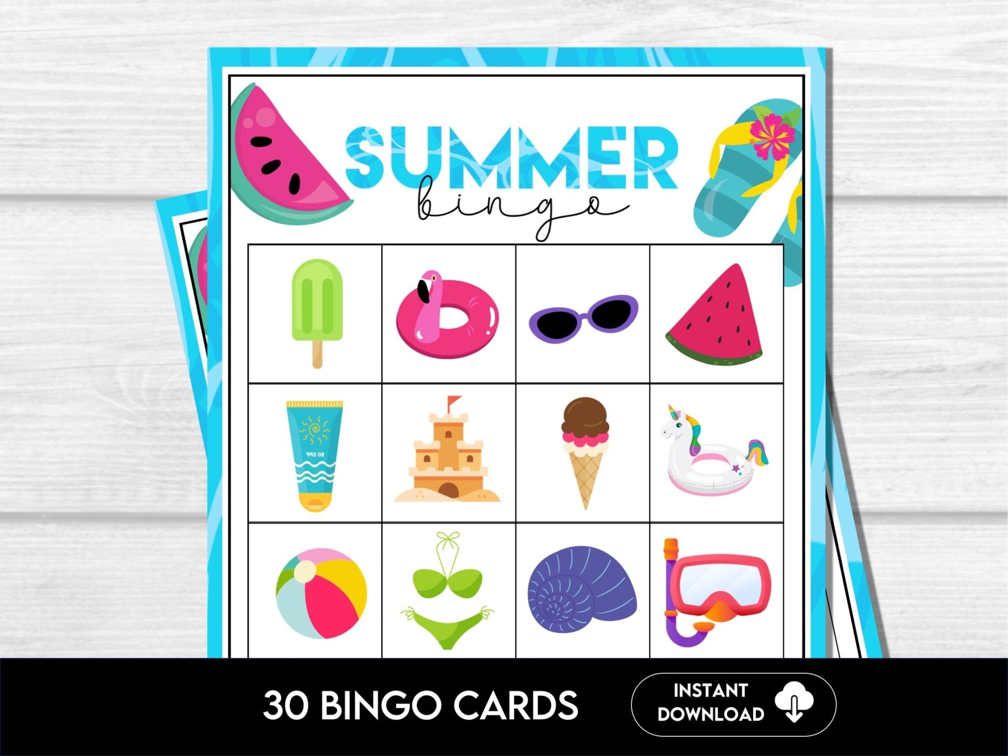 Summer Vocabulary Bingo Game Cards - 30 Game Cards S1