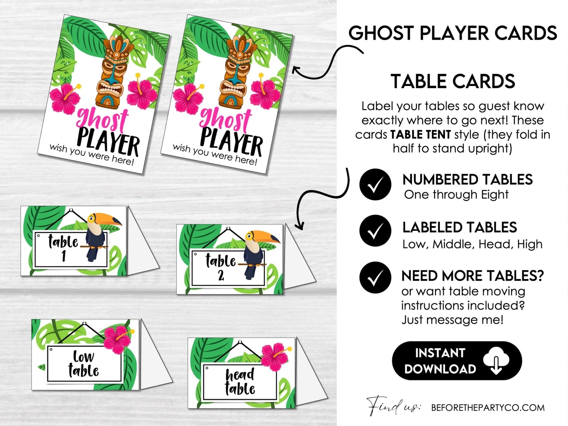Tropical Summer Bunco Score Sheets, Aloha Hawaii Tiki Theme