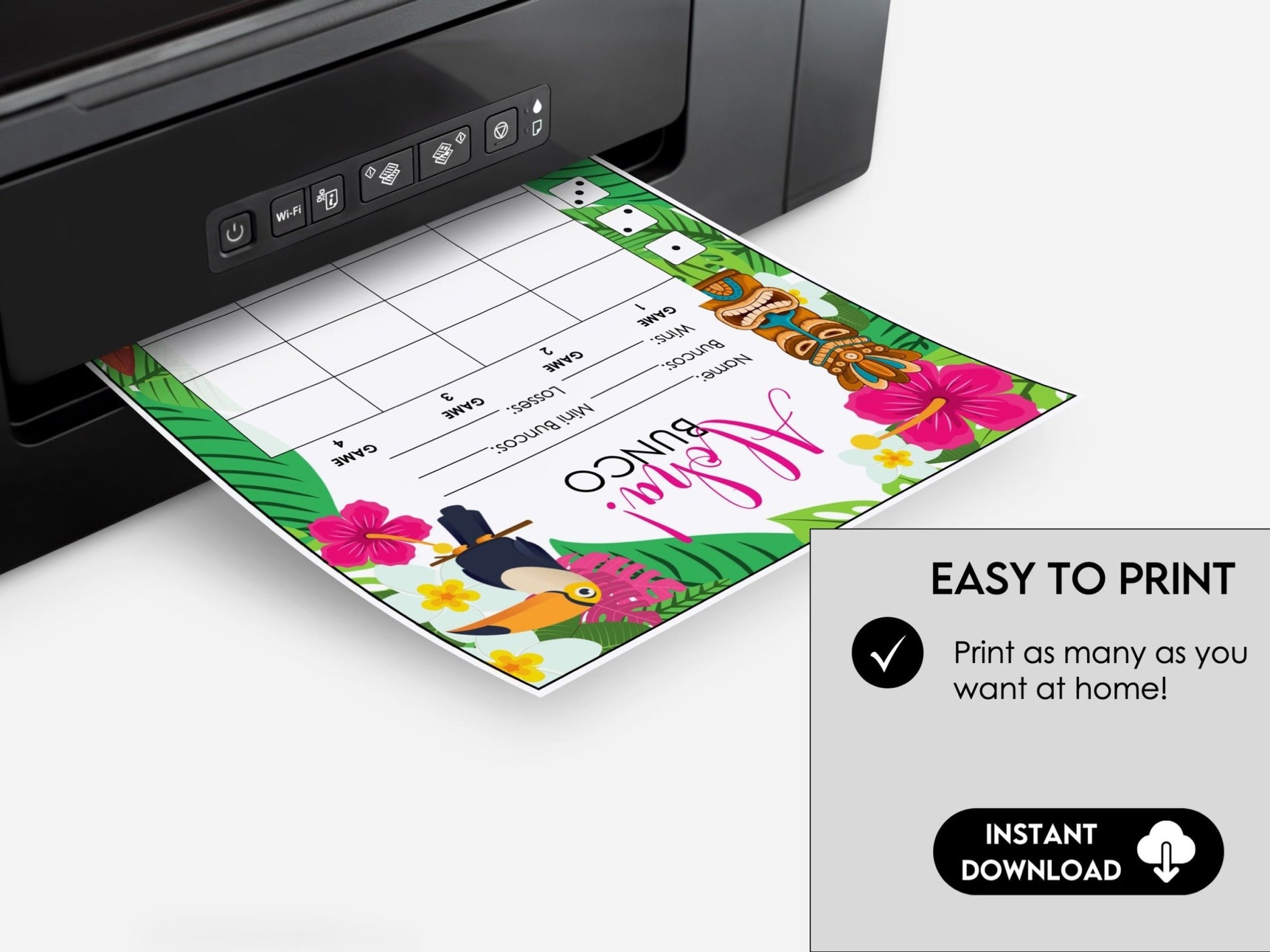 Tropical Summer Bunco Score Sheets, Aloha Hawaii Tiki Theme