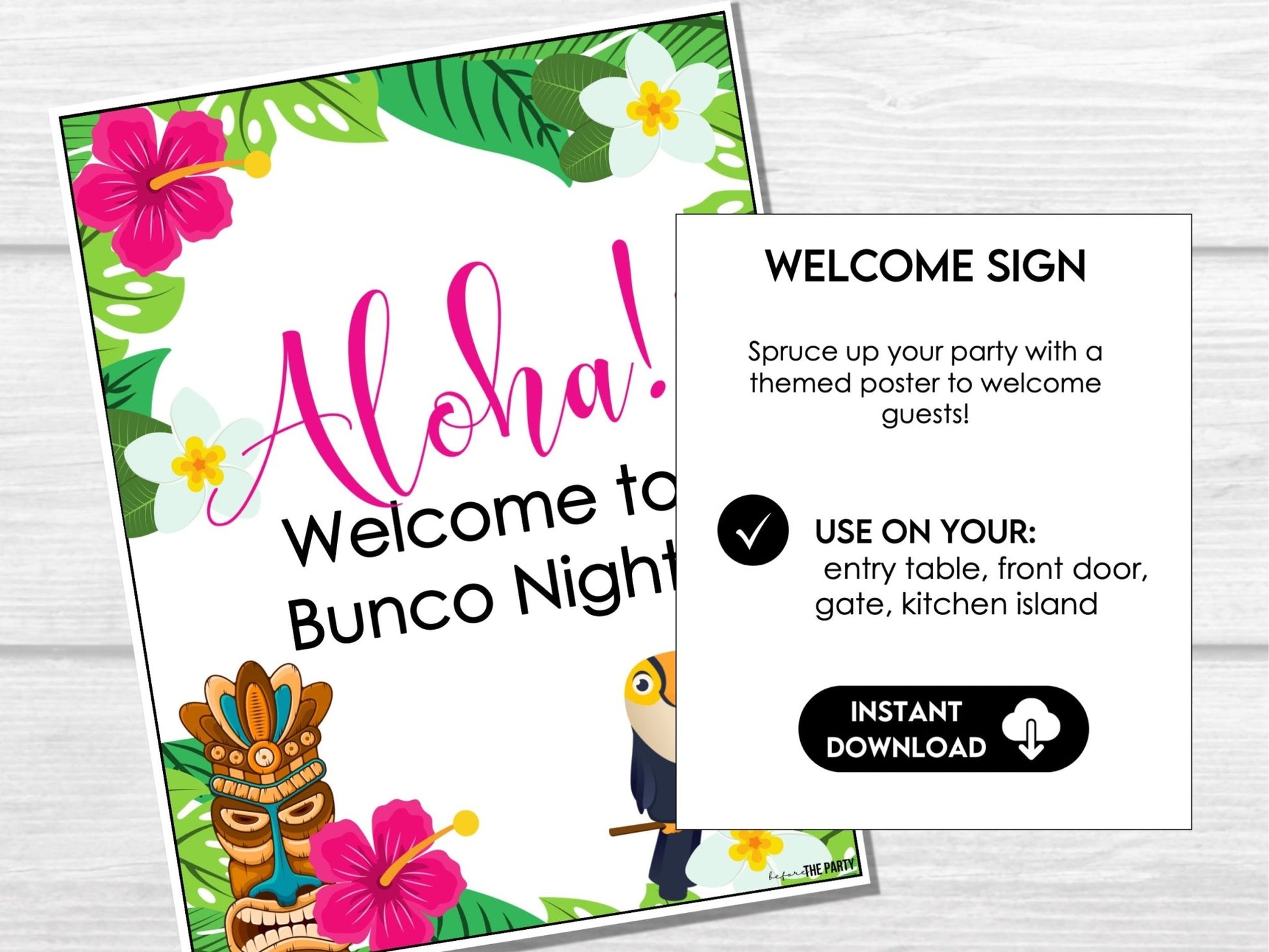 Tropical Summer Bunco Score Sheets, Aloha Hawaii Tiki Theme