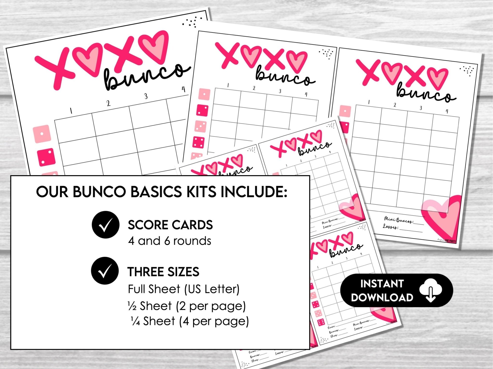 Valentines Bunco Score Sheets, February Bunco, Galentine's Bunco Scorecards, Tally Sheets, Table Numbers