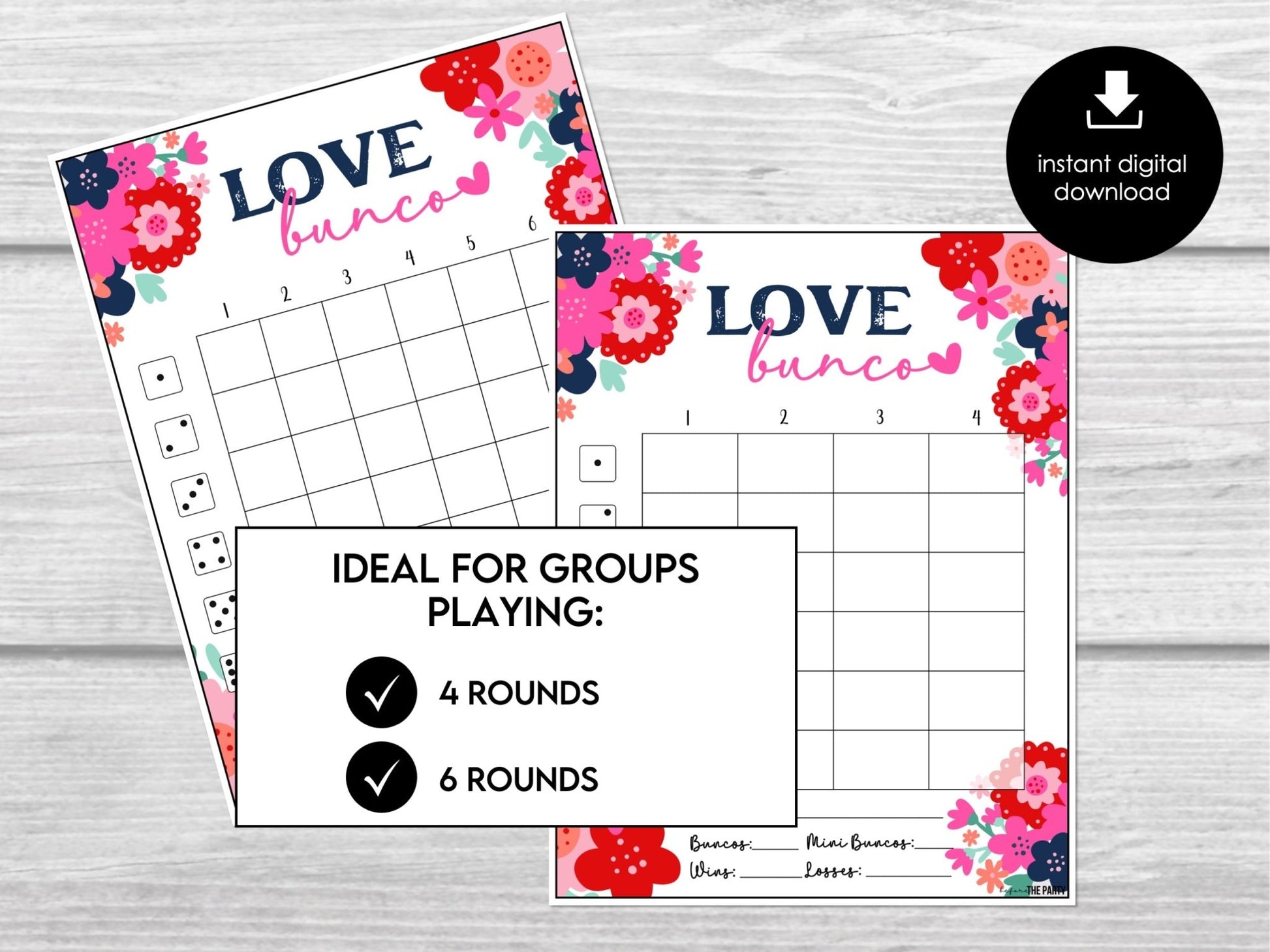 Valentine's Day Bunco - Bunco Party Set,Tally Sheets, Girls Night Game