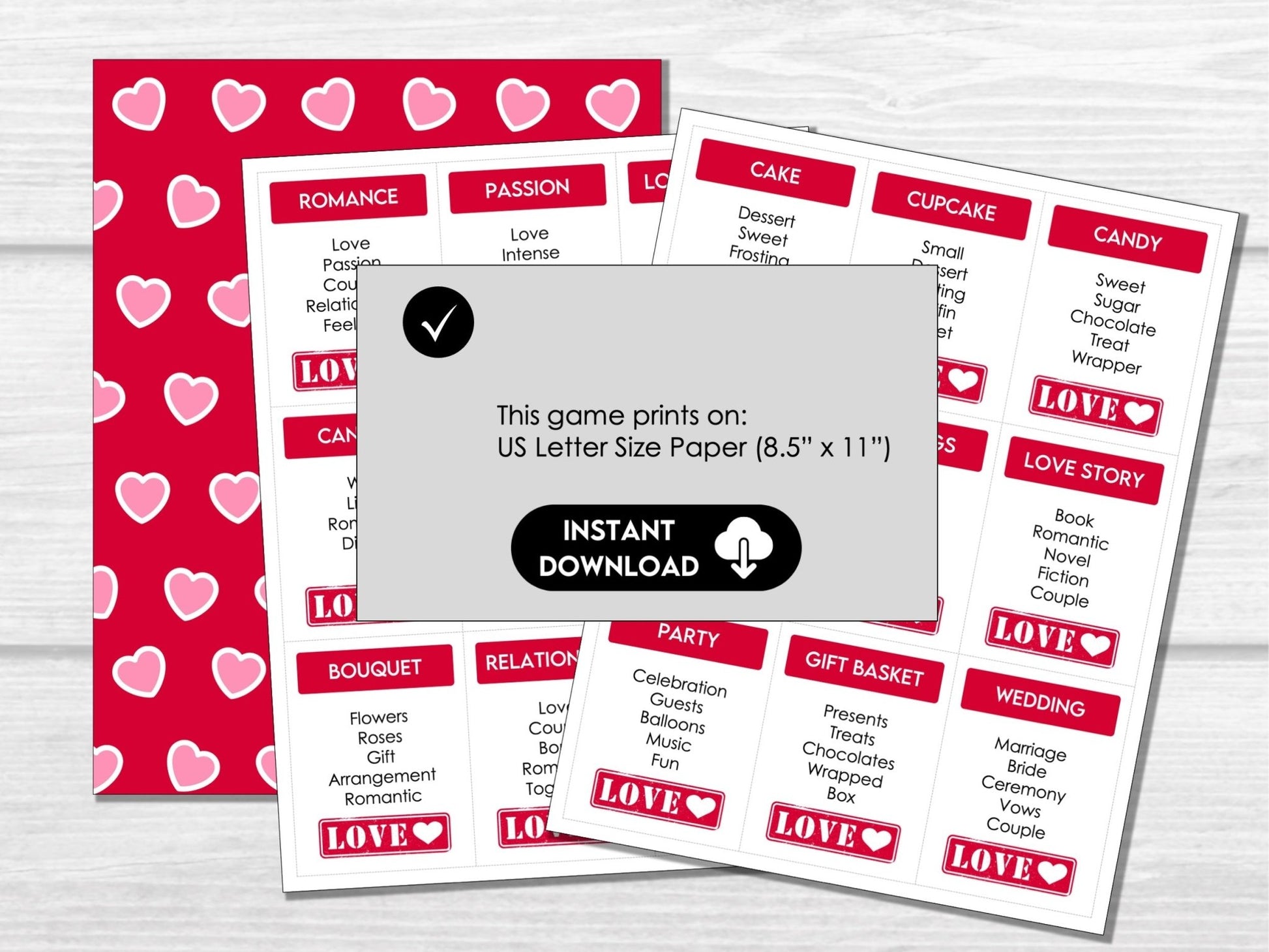 Valentine's Day Forbidden Word Game, Valentine's Day Taboo - Style Game