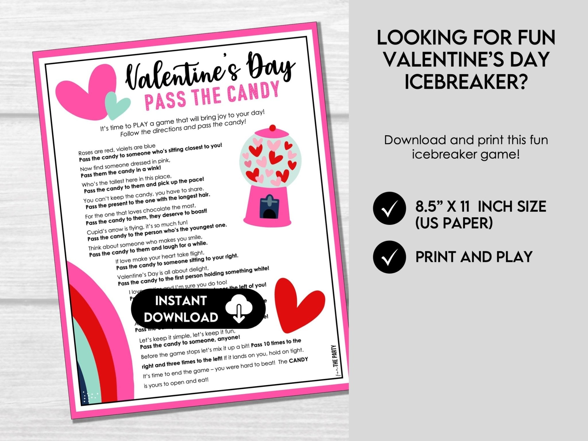 Valentine's Day Pass the Candy Game, Fun Candy Party Game