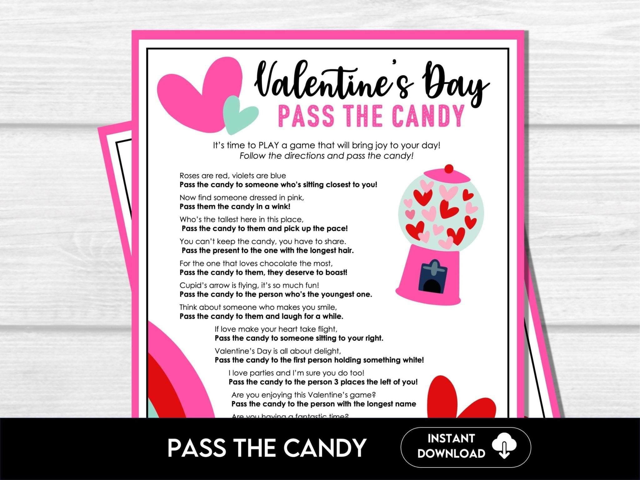 Valentine's Day Pass the Candy Game, Fun Candy Party Game