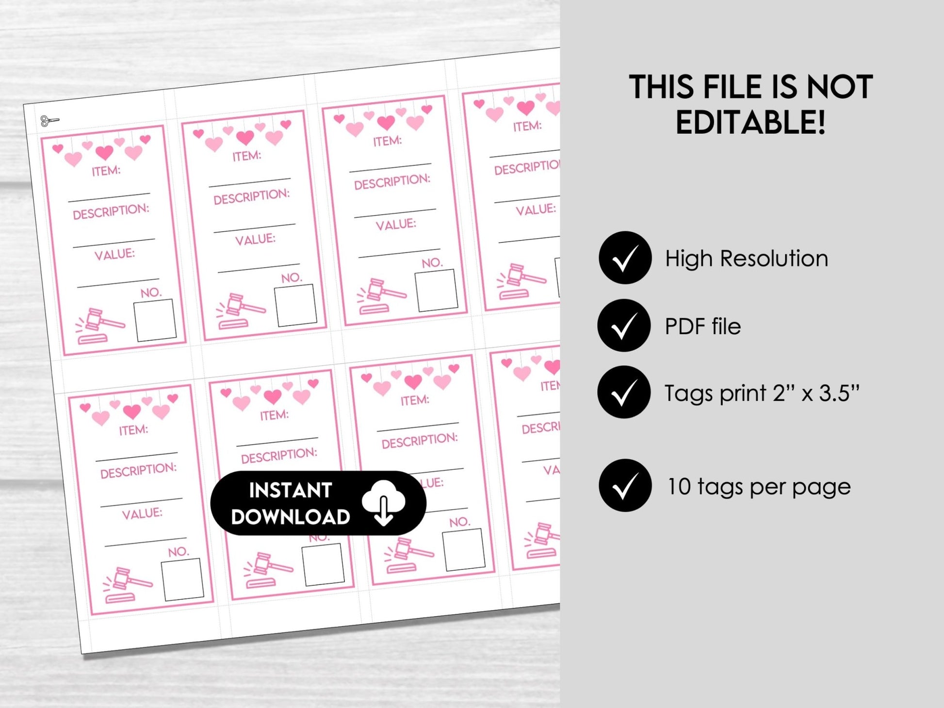 Valentine's Day Silent Auction Bid Sheet, Silent Auction Sign Up Sheet