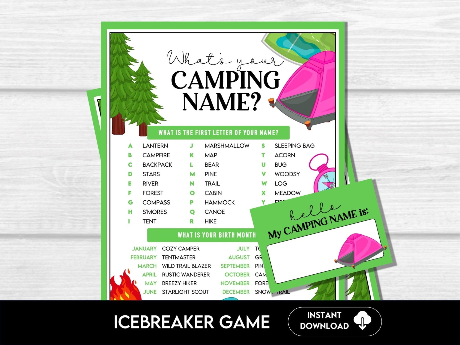 What’s Your Camping Name? – Summer Fun Icebreaker Activity for Camp C1