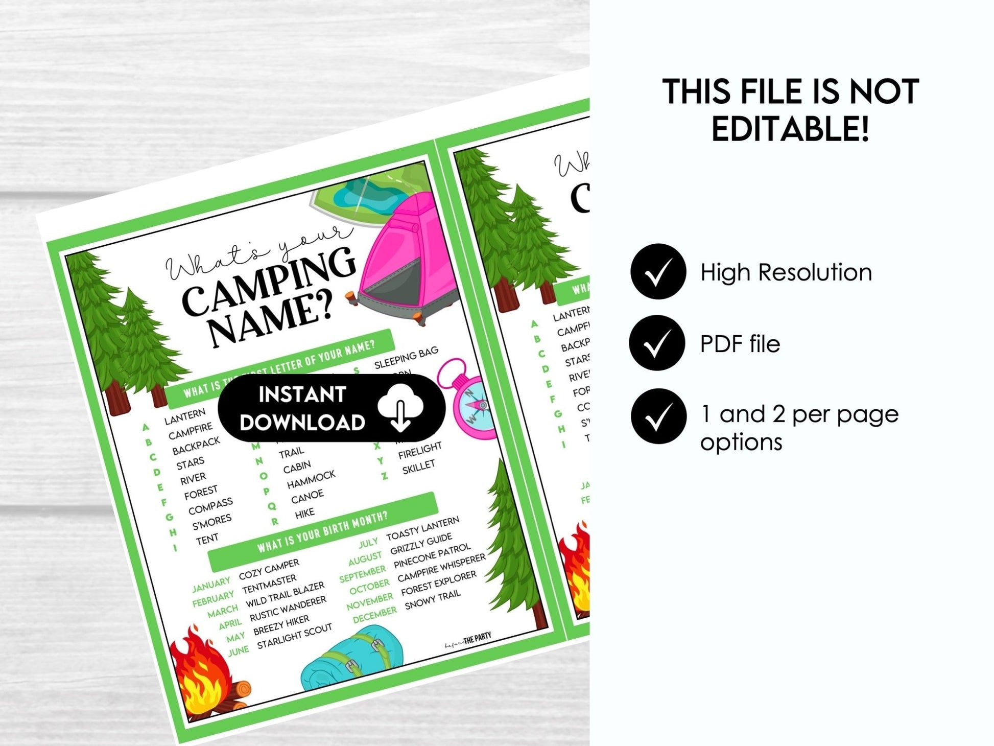 What’s Your Camping Name? – Summer Fun Icebreaker Activity for Camp C1
