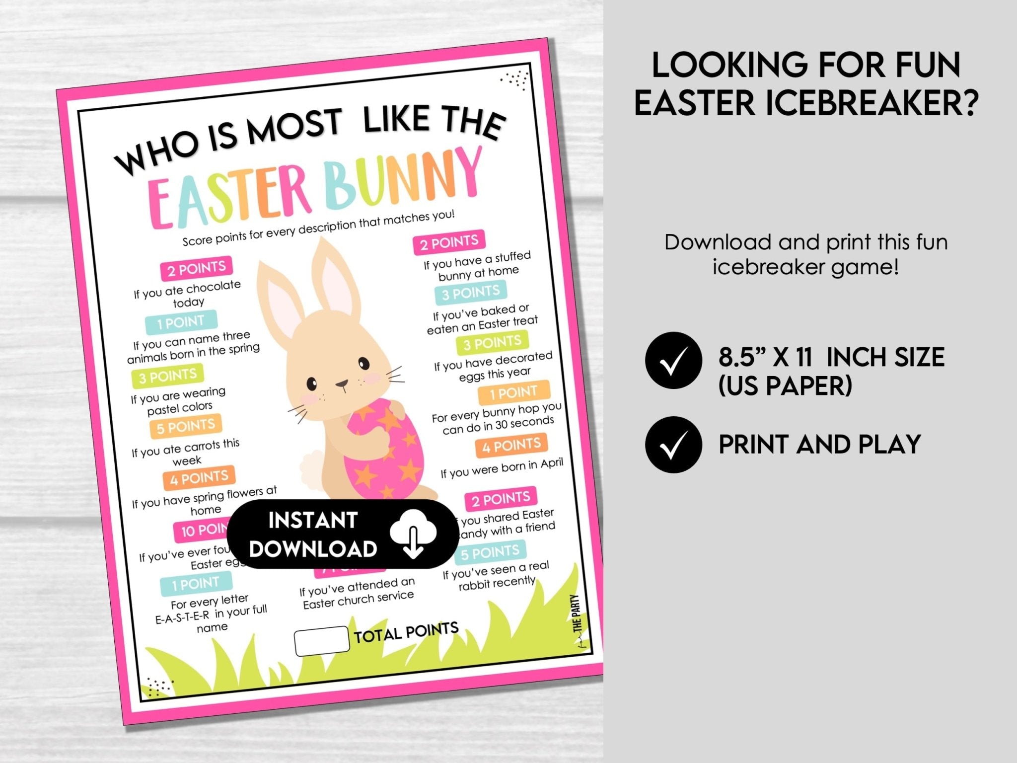 Who is most like the Easter Bunny? Party Icebreaker Game