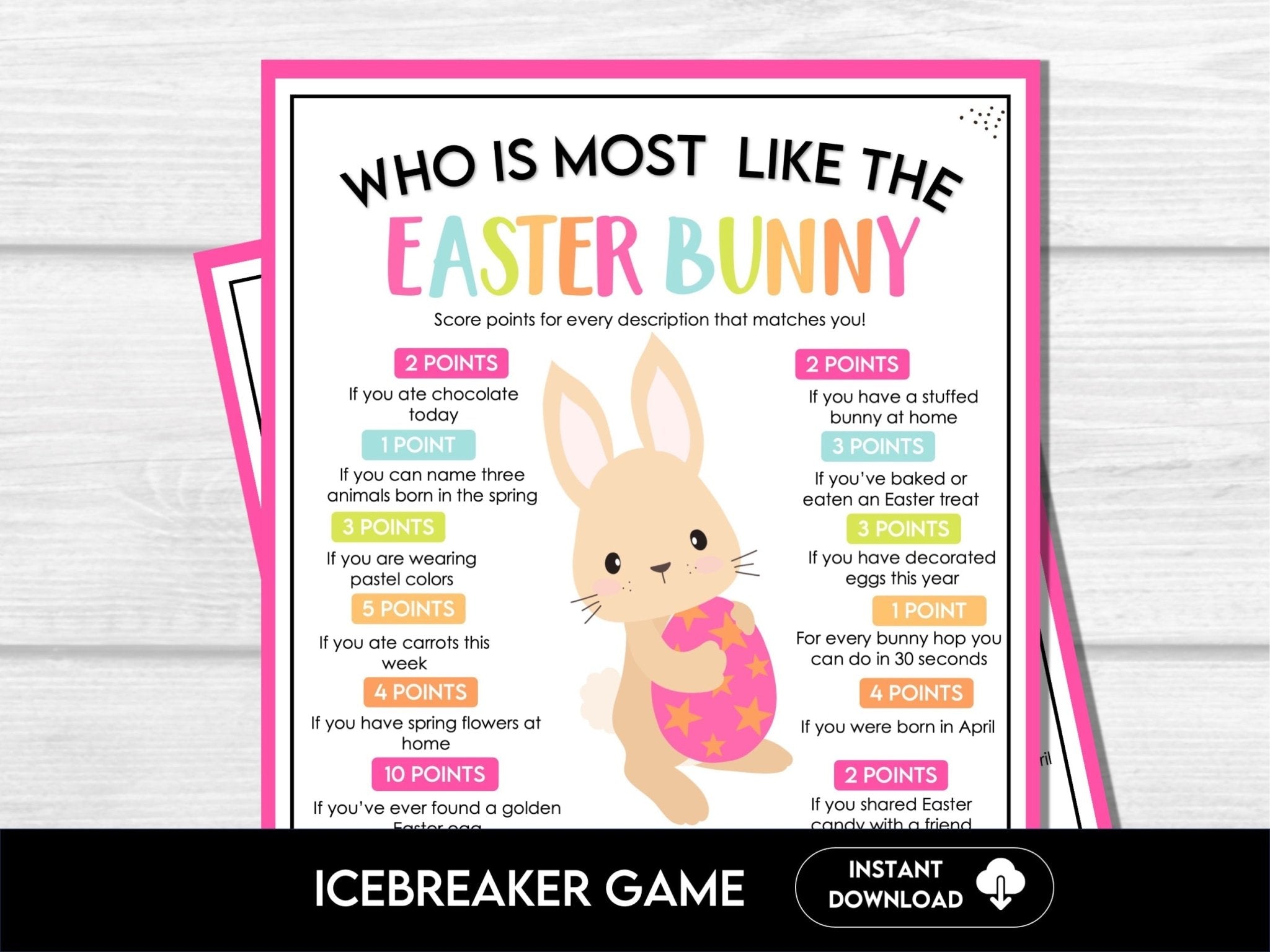 Who is most like the Easter Bunny? Party Icebreaker Game