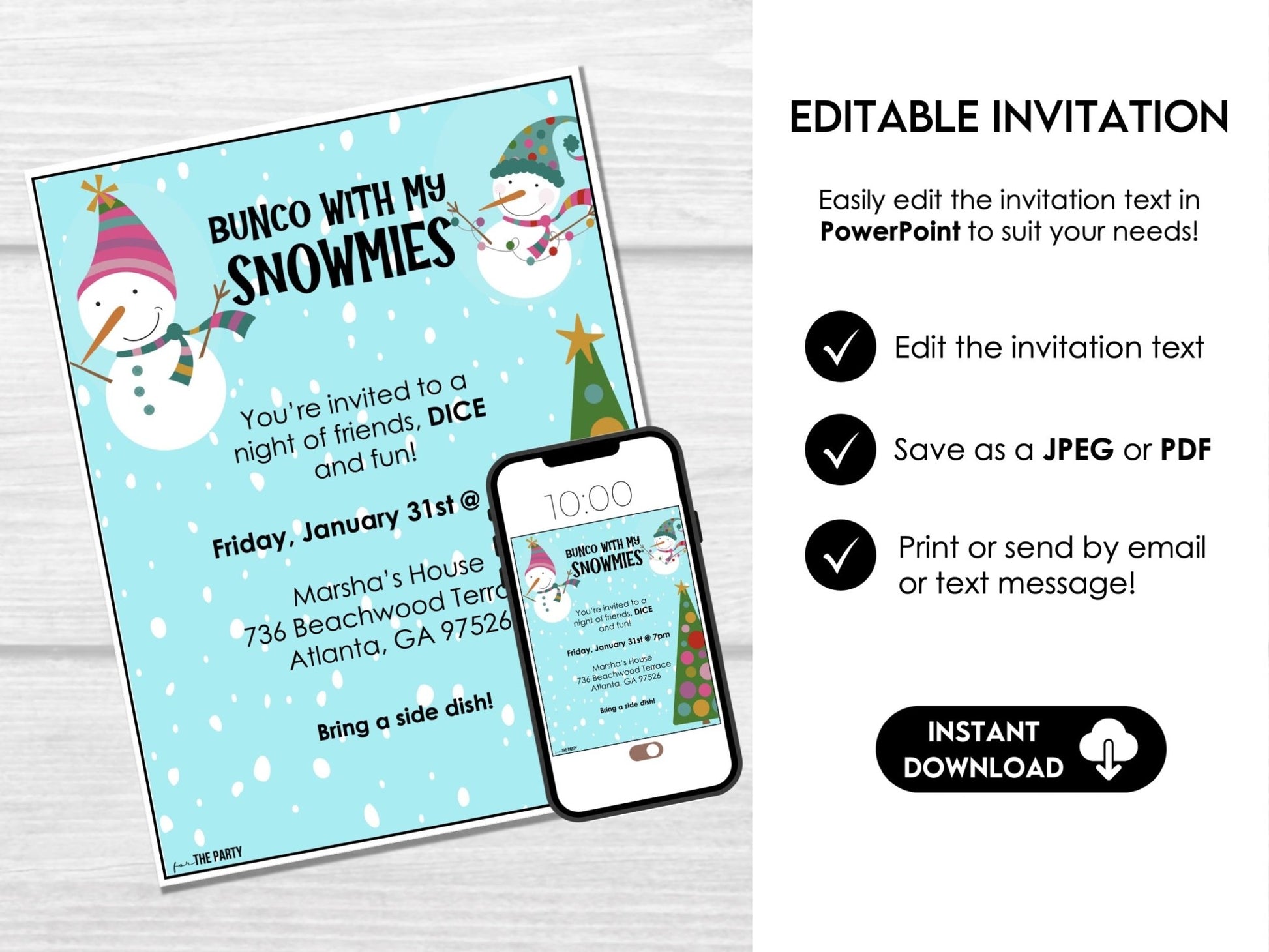 Winter Bunco Score Sheets, January Bunco Game, Snowman Bunco Invitation