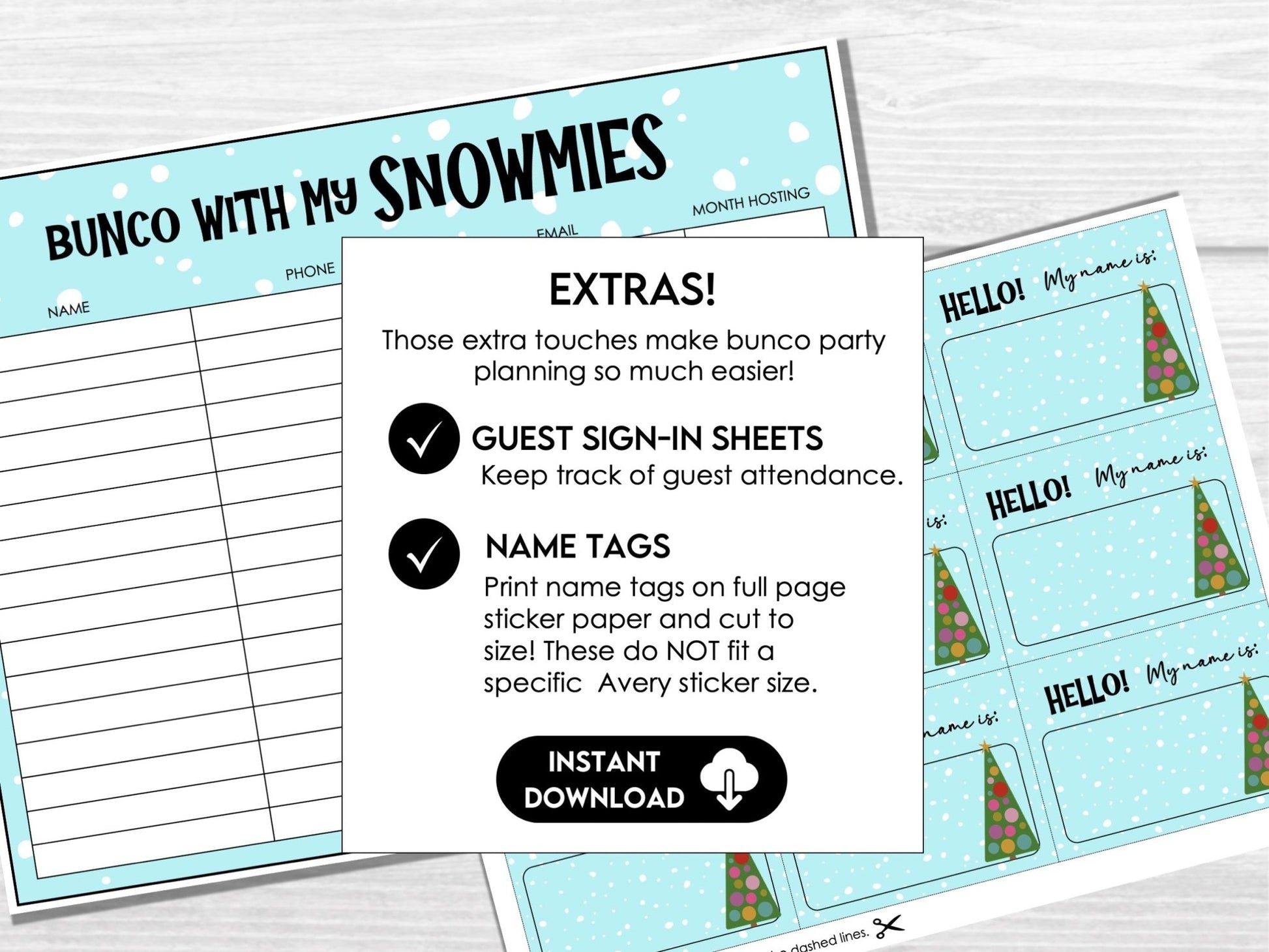 Winter Bunco Score Sheets, January Bunco Game, Snowman Bunco Invitation