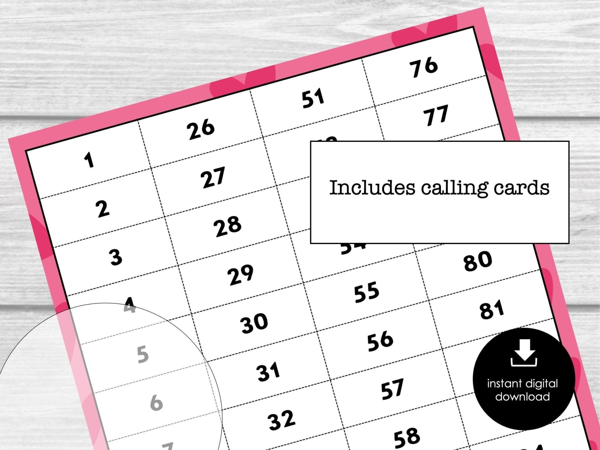 100 Valentines Day Bingo Cards | 1 Per Page | 2 Per Page | Fun Valentine's Day Party Game | Printable Valentine Party Game | Kids | Adults