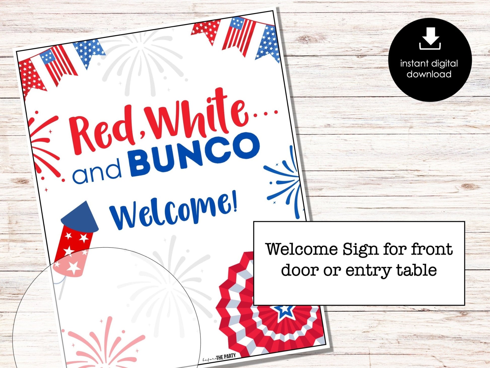 4th of July Bunco Score Cards - Fourth of July Theme Bunco Party - BUNKO Tally Sheets