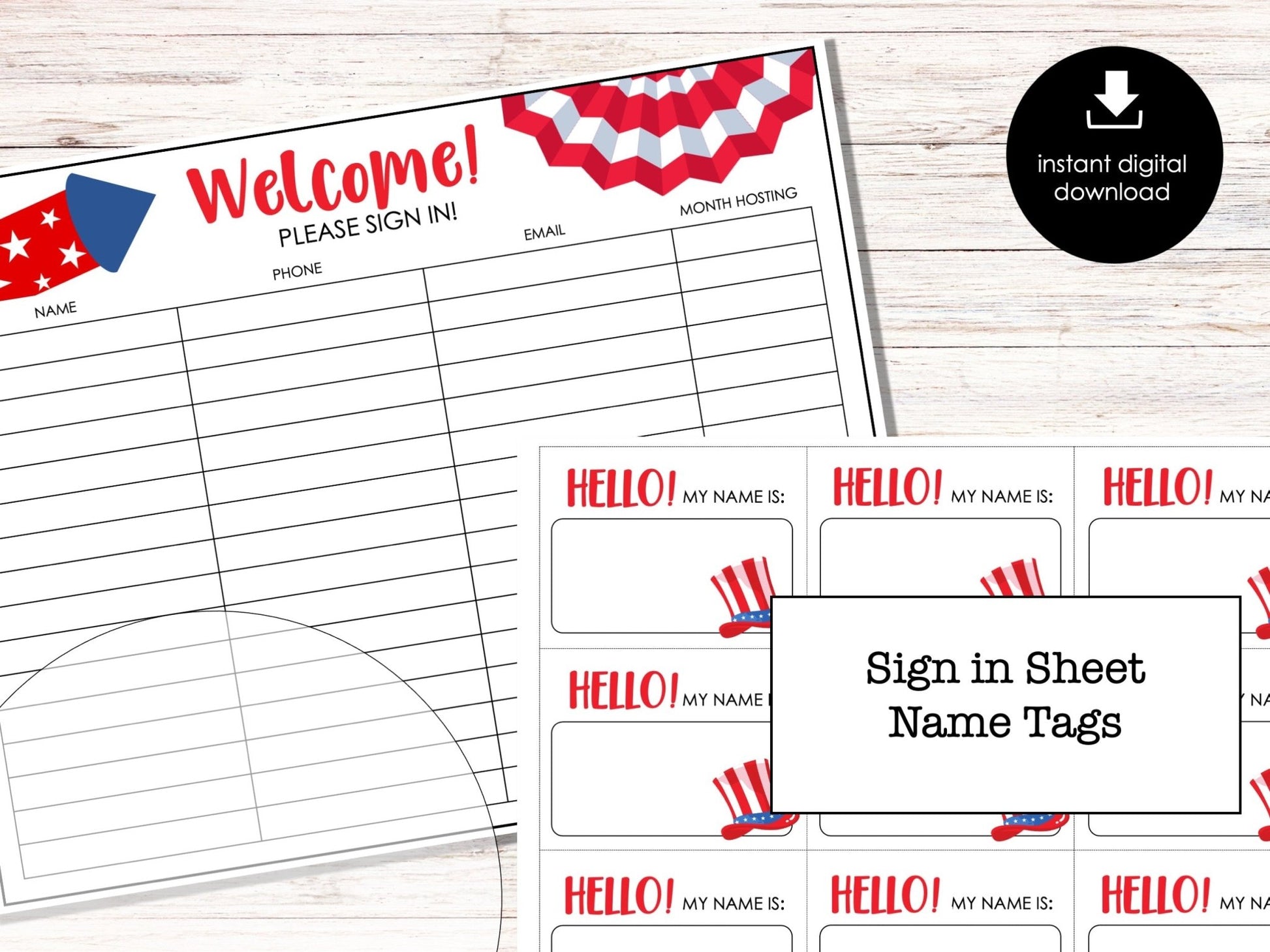 4th of July Bunco Score Cards - Fourth of July Theme Bunco Party - BUNKO Tally Sheets