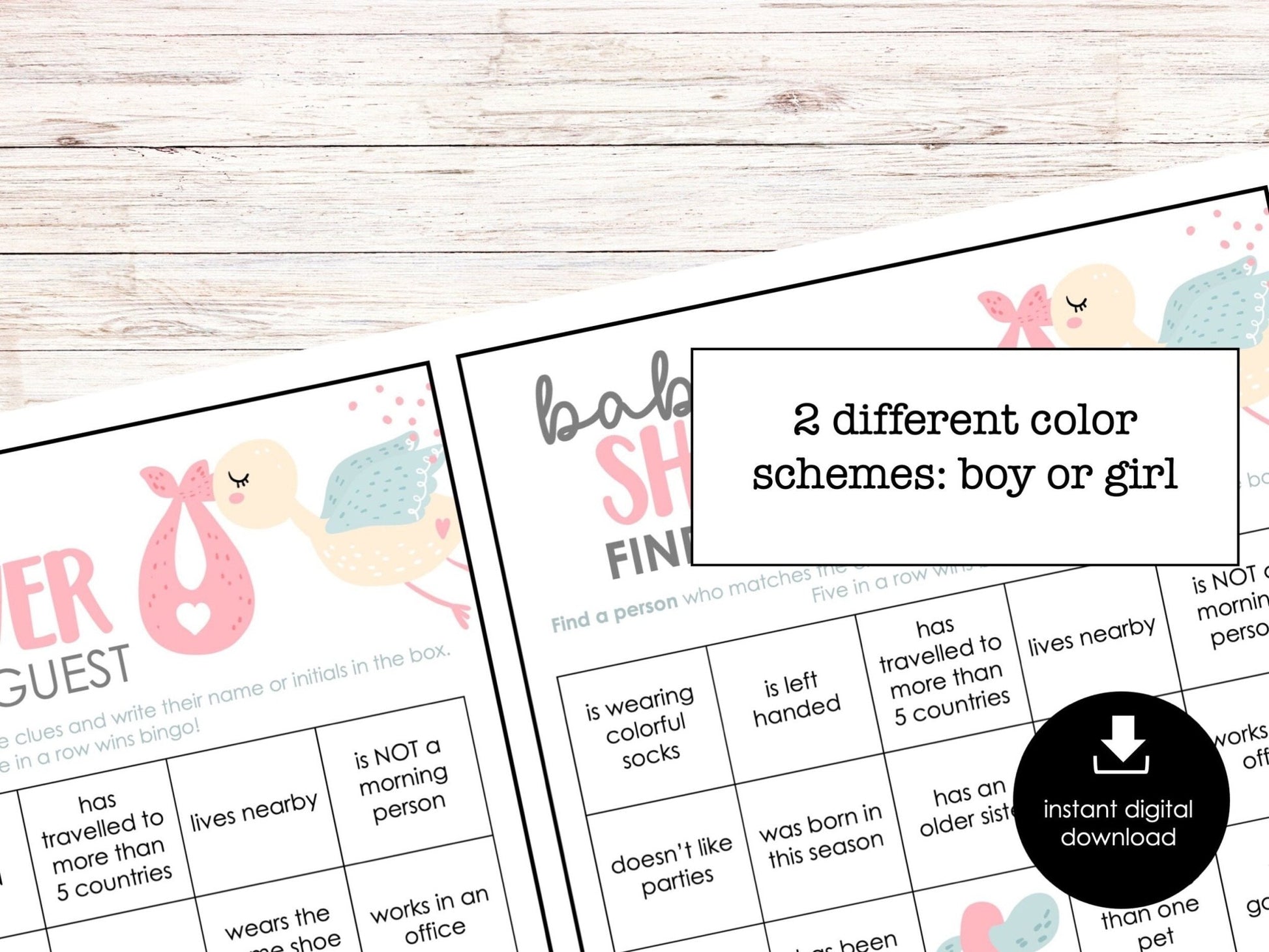 Baby Shower Party Game, Baby Find the Guest Bingo Game, Icebreakers Printable for Boy or Girl Baby Shower